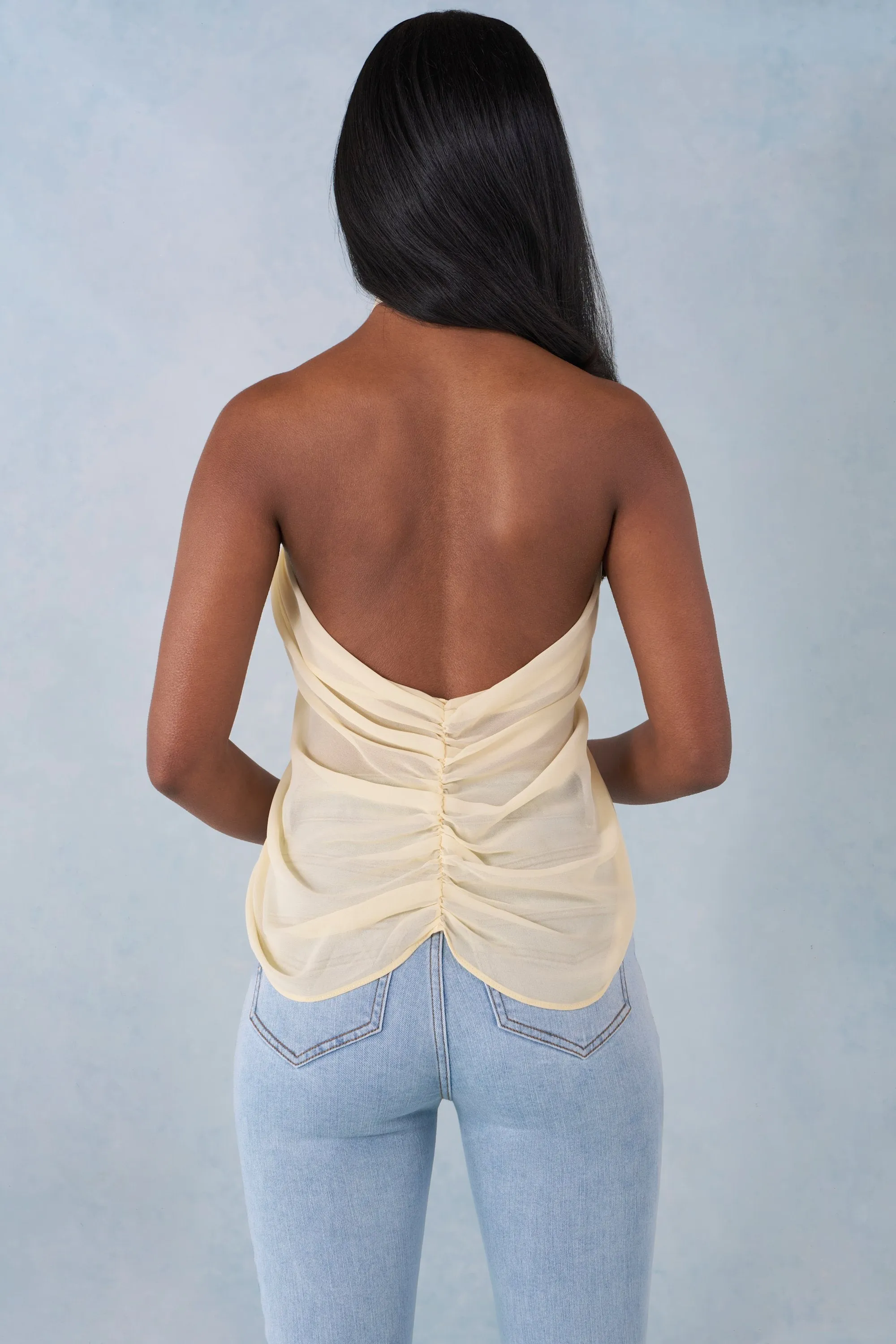 Halterneck Open-Front Top in Butter Yellow sold by Oh Polly product image thumbnail 5
