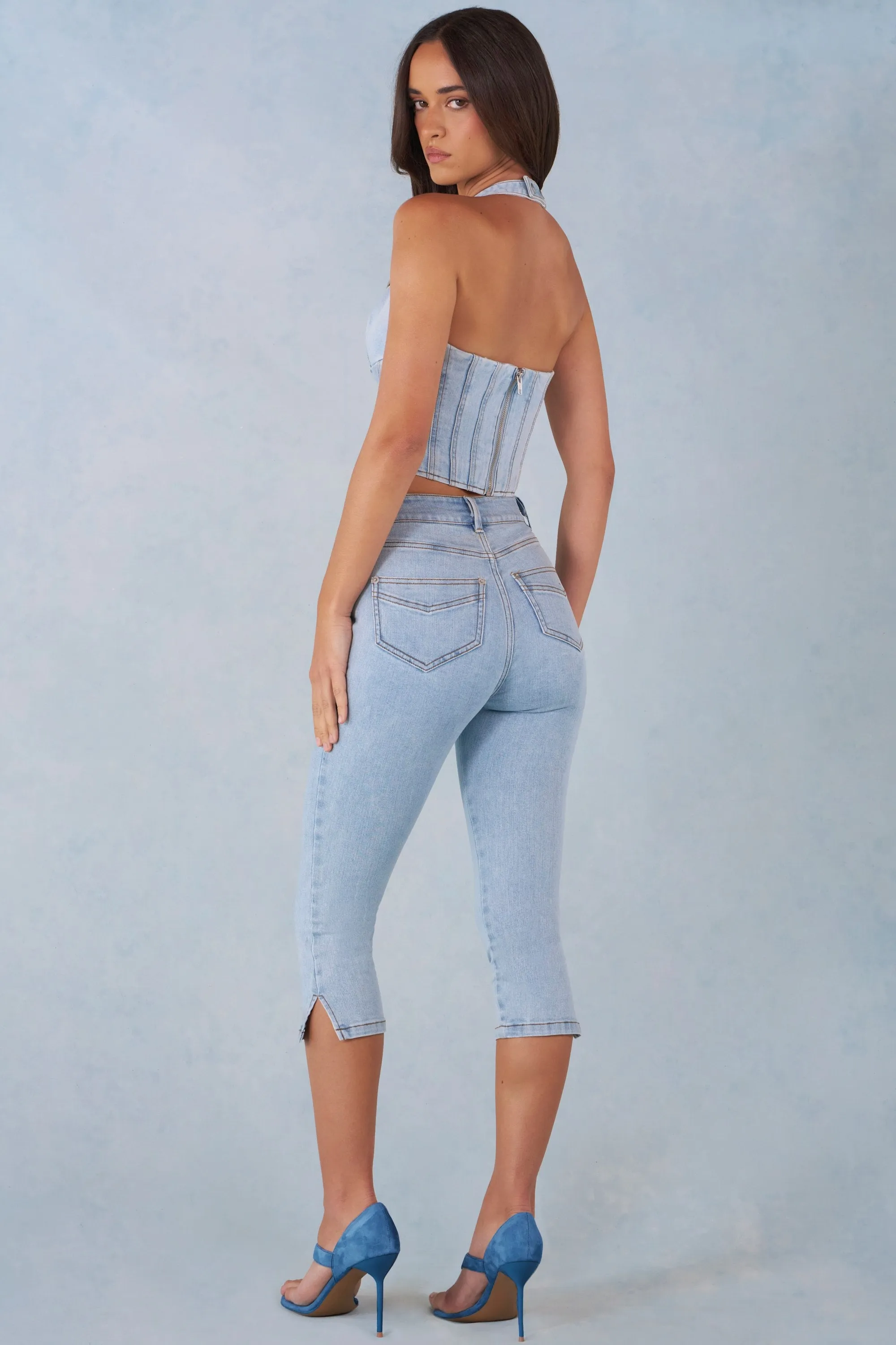 Mid-Rise Denim Capri Jeans in Light Denim sold by Oh Polly product image thumbnail 2