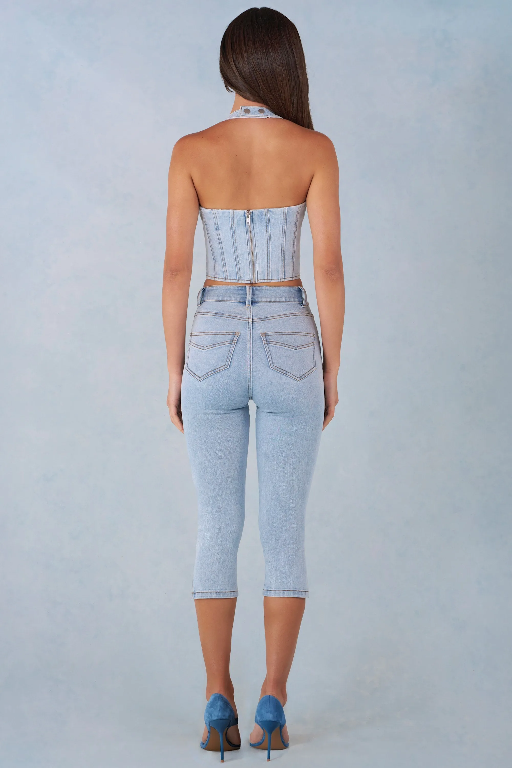 Mid-Rise Denim Capri Jeans in Light Denim sold by Oh Polly product image thumbnail 5