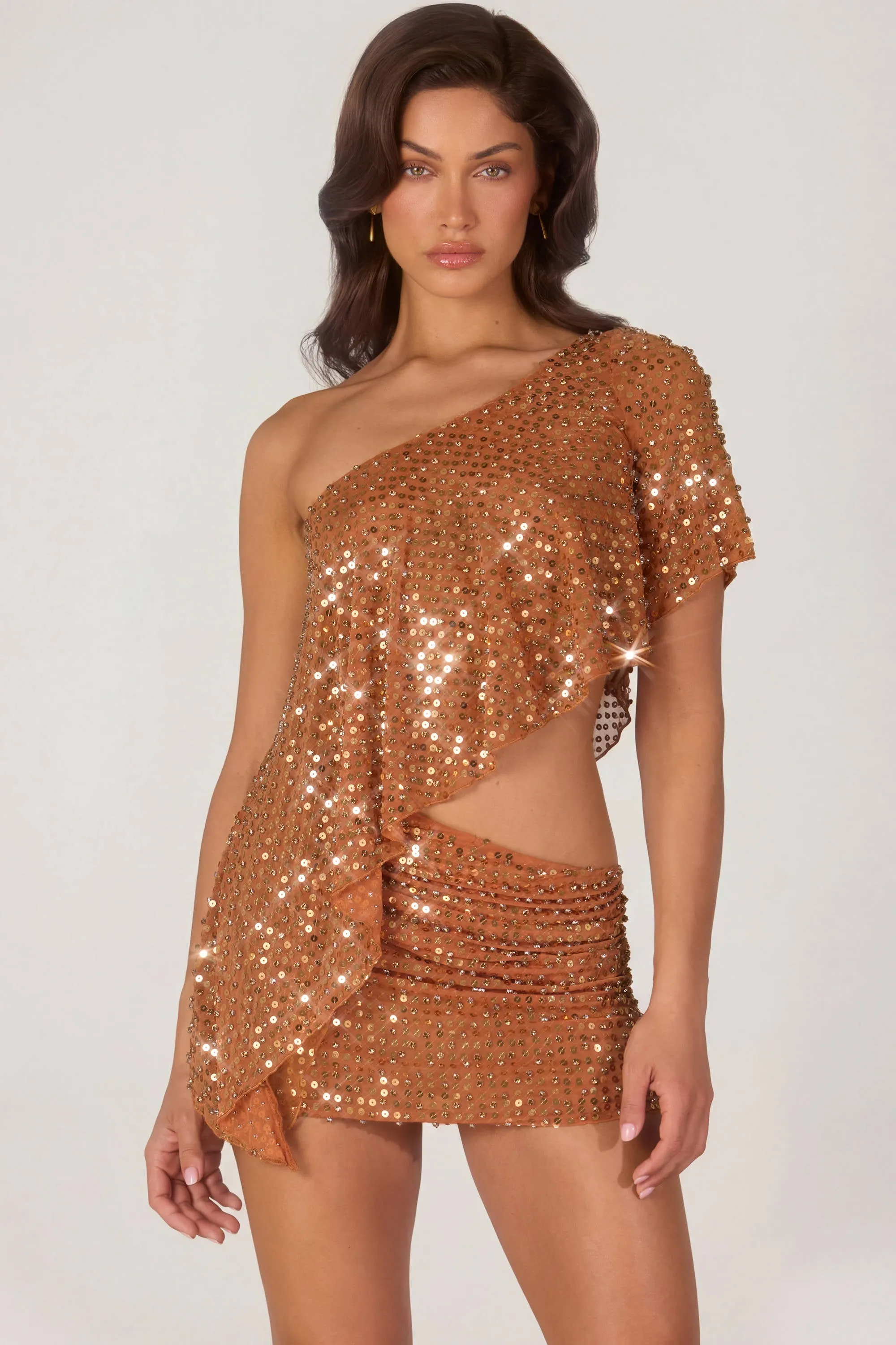Embellished Micro Mini Skirt in Bronze sold by Oh Polly product image thumbnail 5