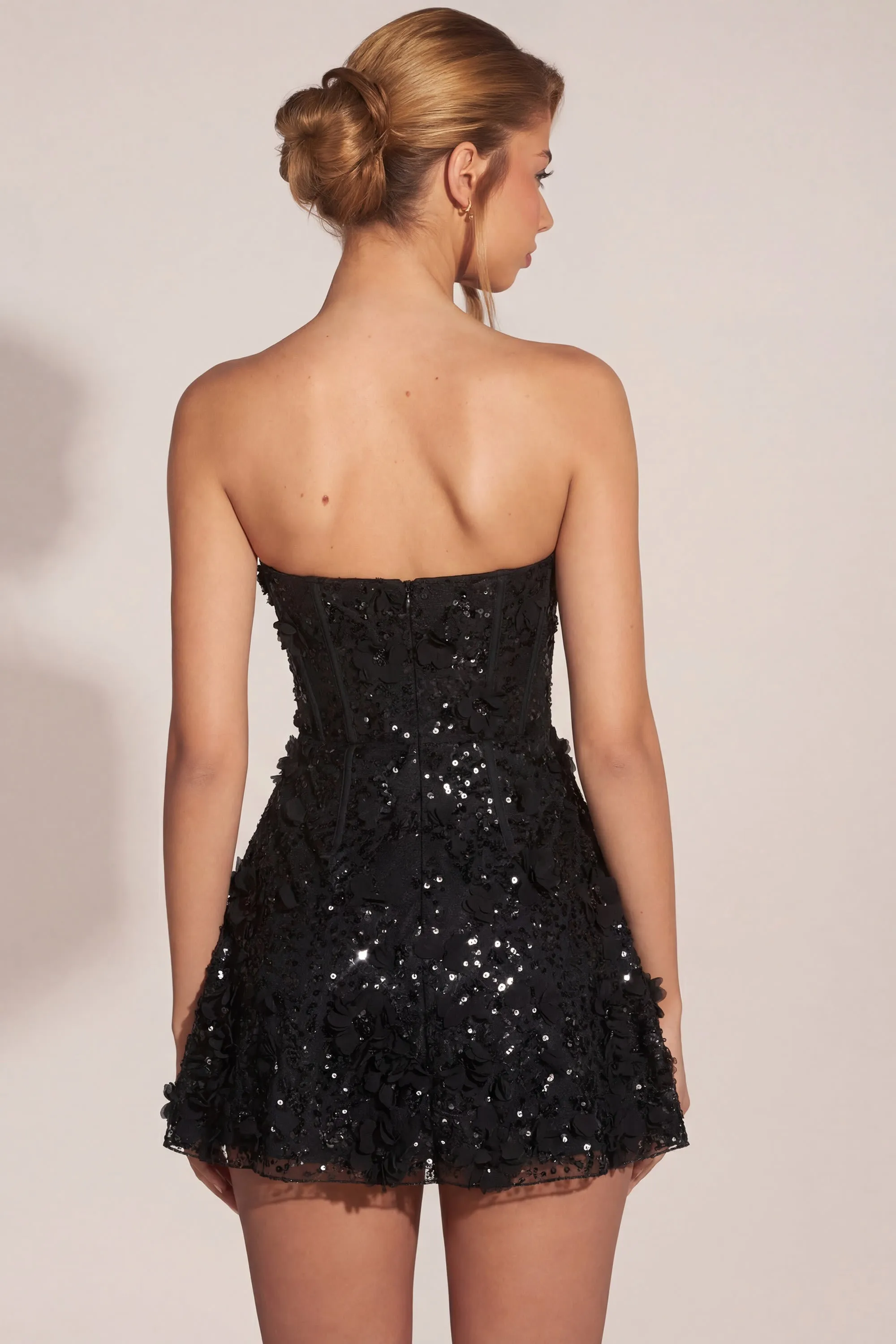 Embellished Appliqué Sweetheart Mini Dress in Black sold by Oh Polly product image thumbnail 2