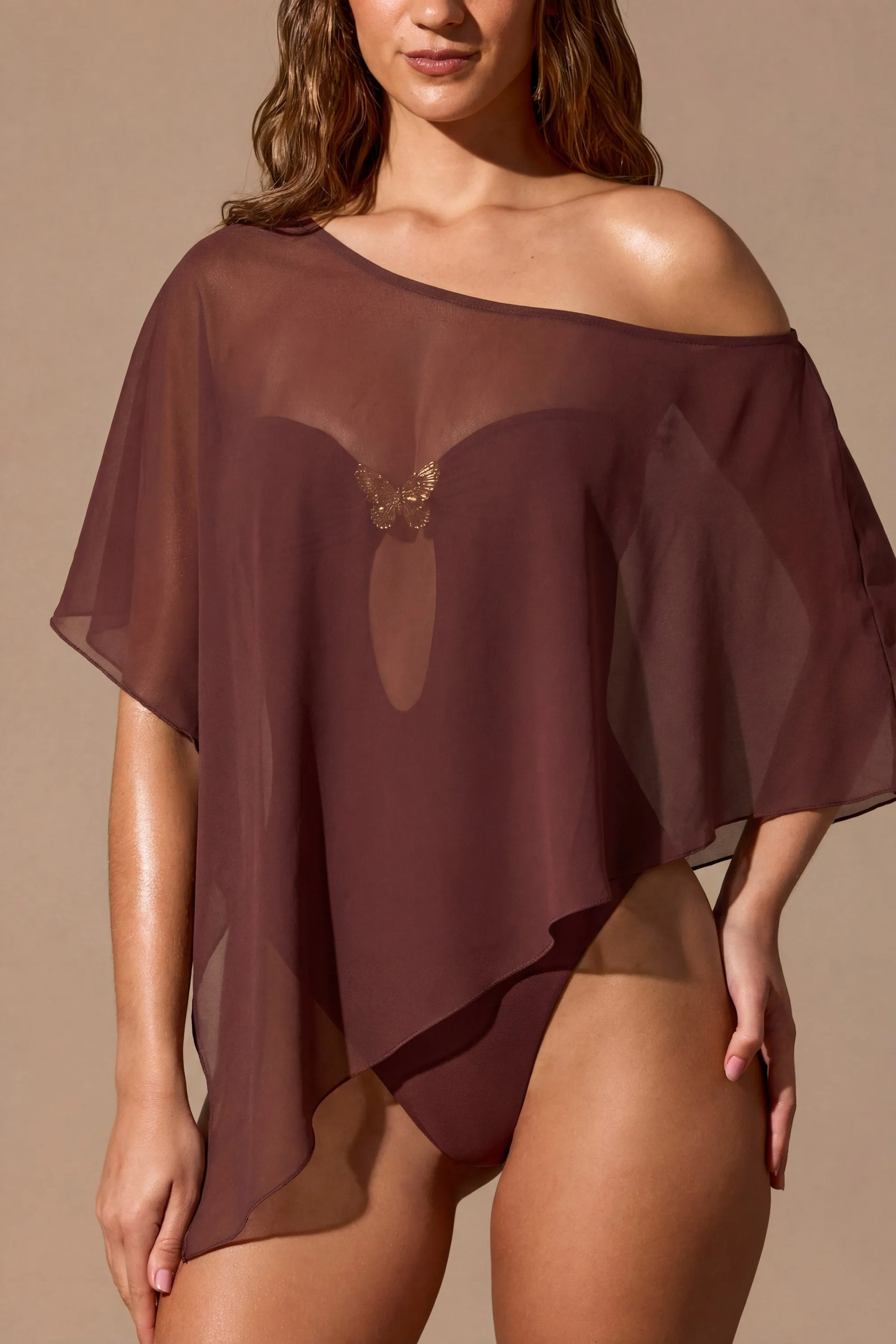 Sheer Poncho in Espresso Brown sold by Oh Polly product image thumbnail 3
