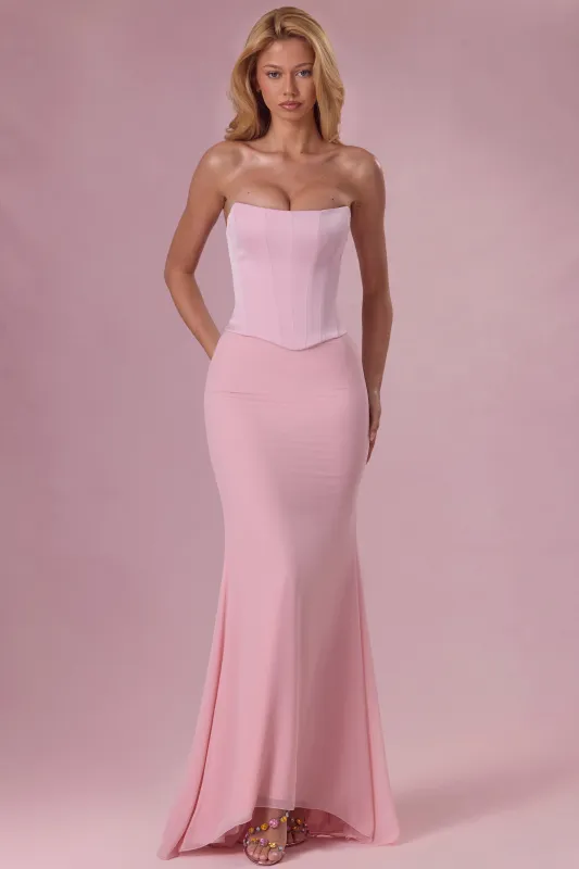 Satin Corset Bridesmaid Dress in Blush Pink made by Oh Polly