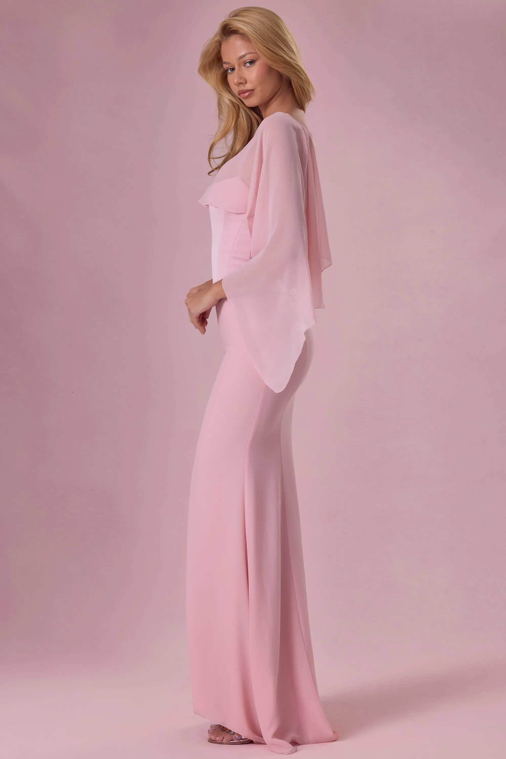 Chiffon Cape in Blush Pink sold by Oh Polly product image thumbnail 3