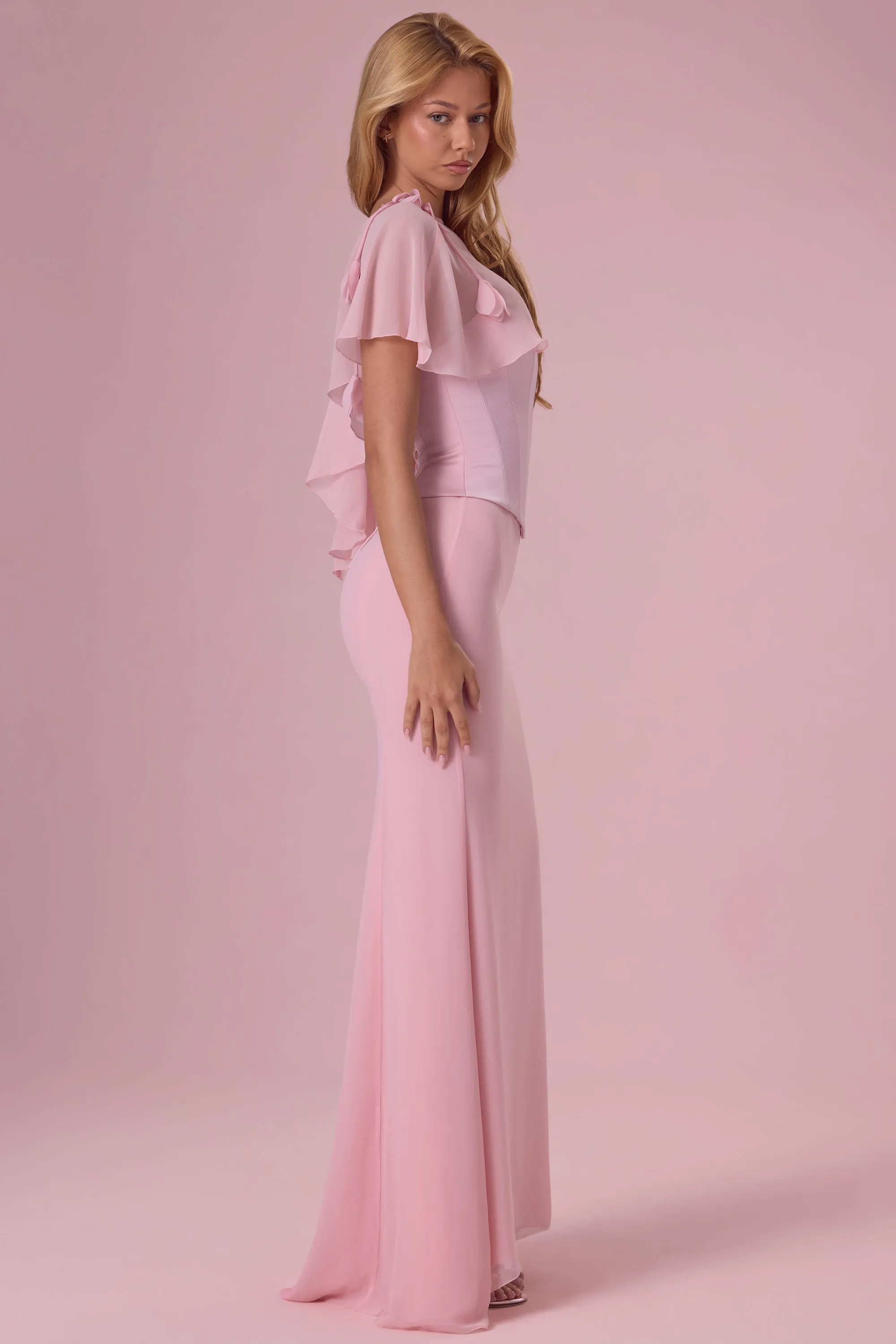 Chiffon Cape in Blush Pink sold by Oh Polly product image thumbnail 5