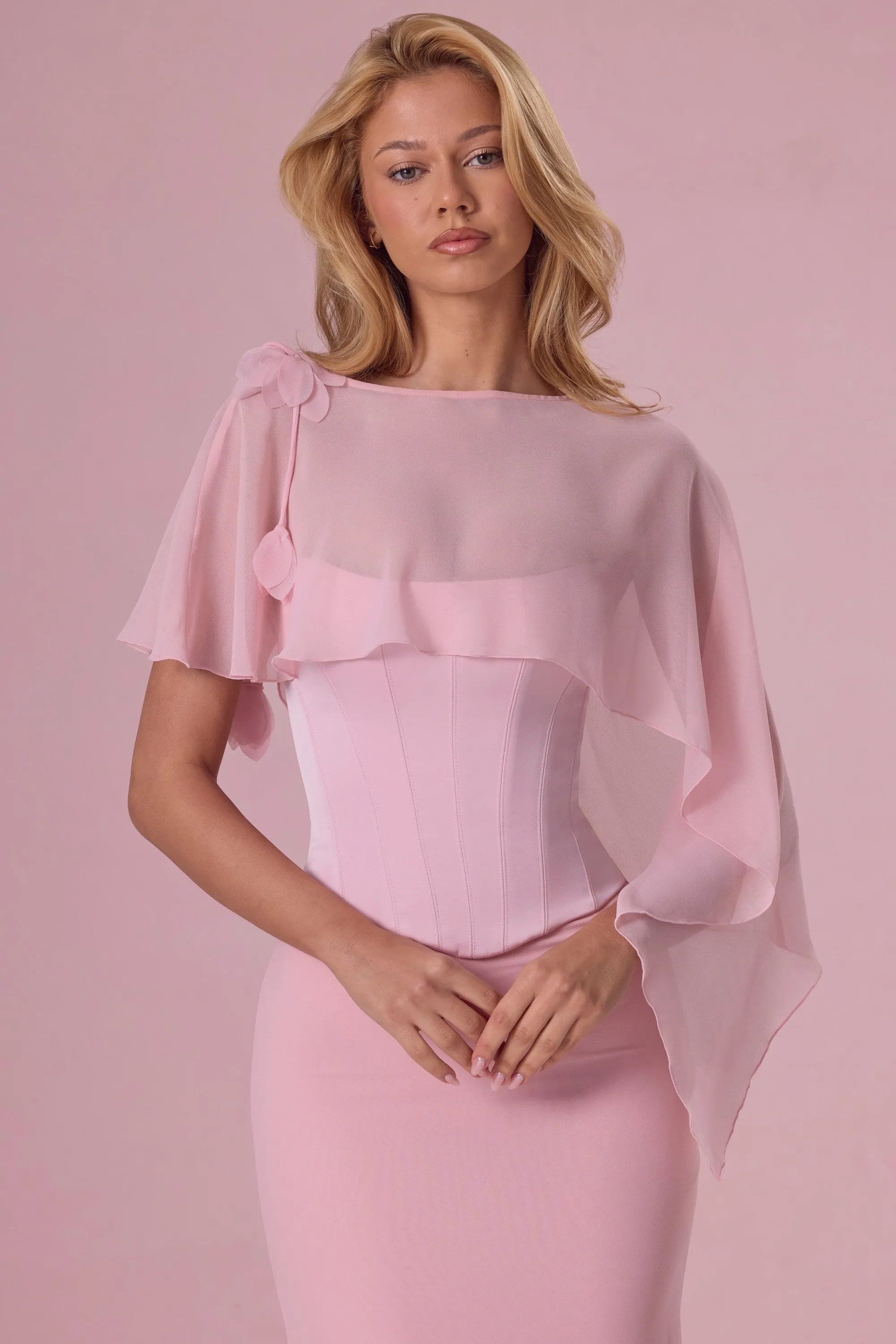 Chiffon Cape in Blush Pink sold by Oh Polly product image thumbnail 4