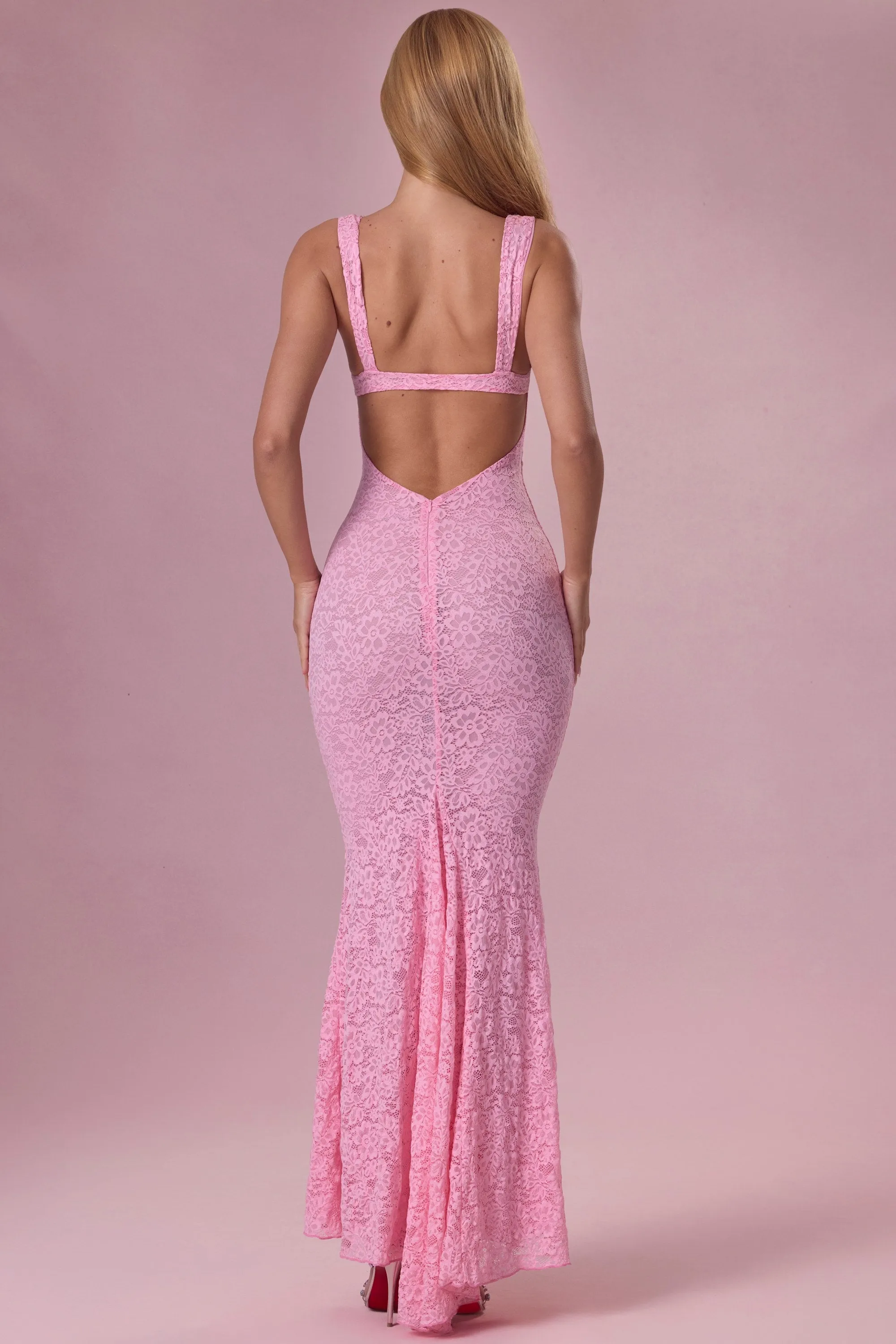 Lace Sweetheart-Neck Gown in Blush Pink sold by Oh Polly product image thumbnail 3