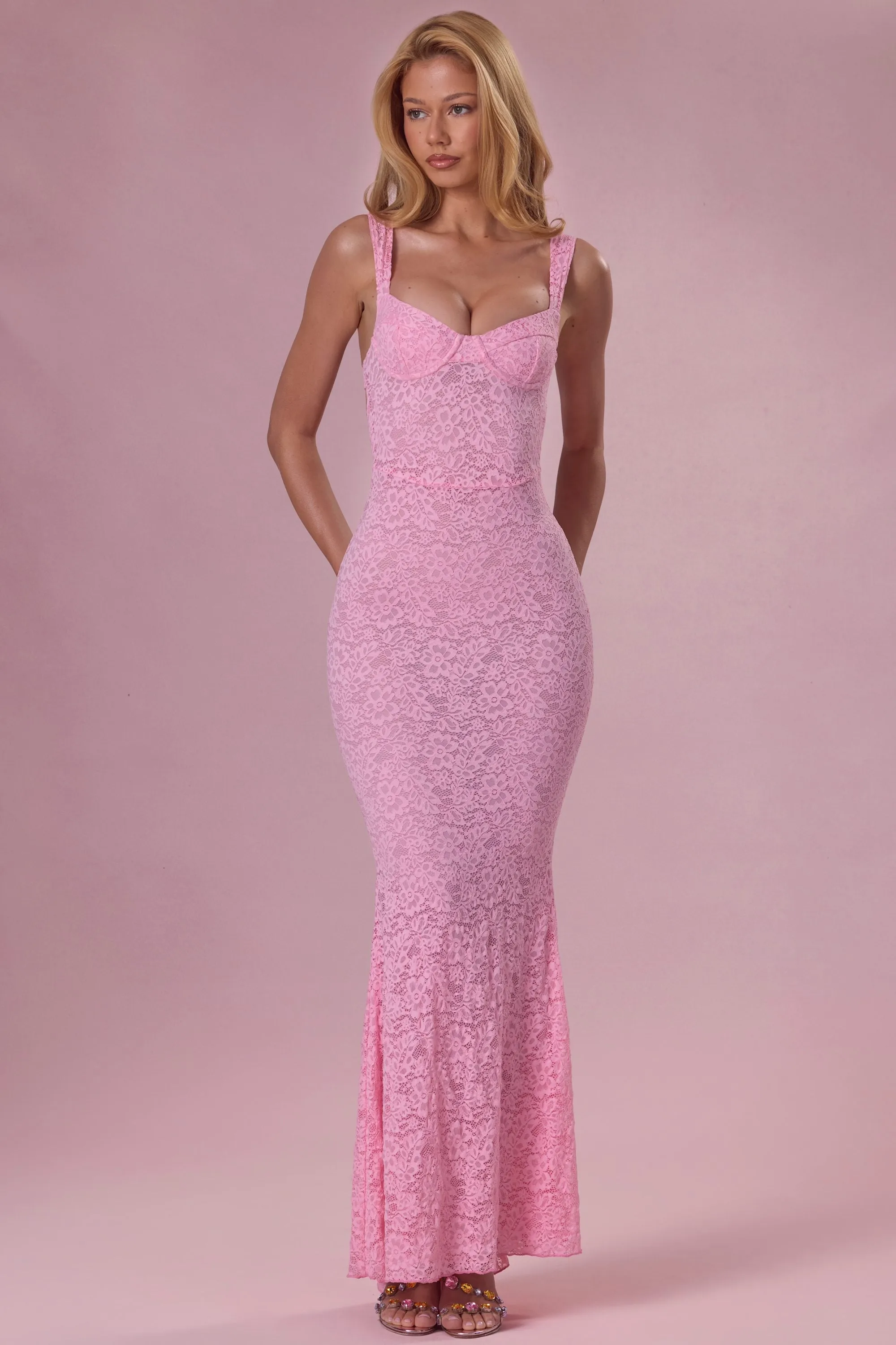 Lace Sweetheart-Neck Gown in Blush Pink sold by Oh Polly product image thumbnail 5