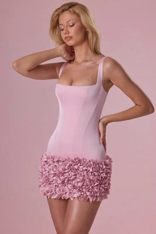 Premium Satin Mini Dress in Blush Pink made by Oh Polly