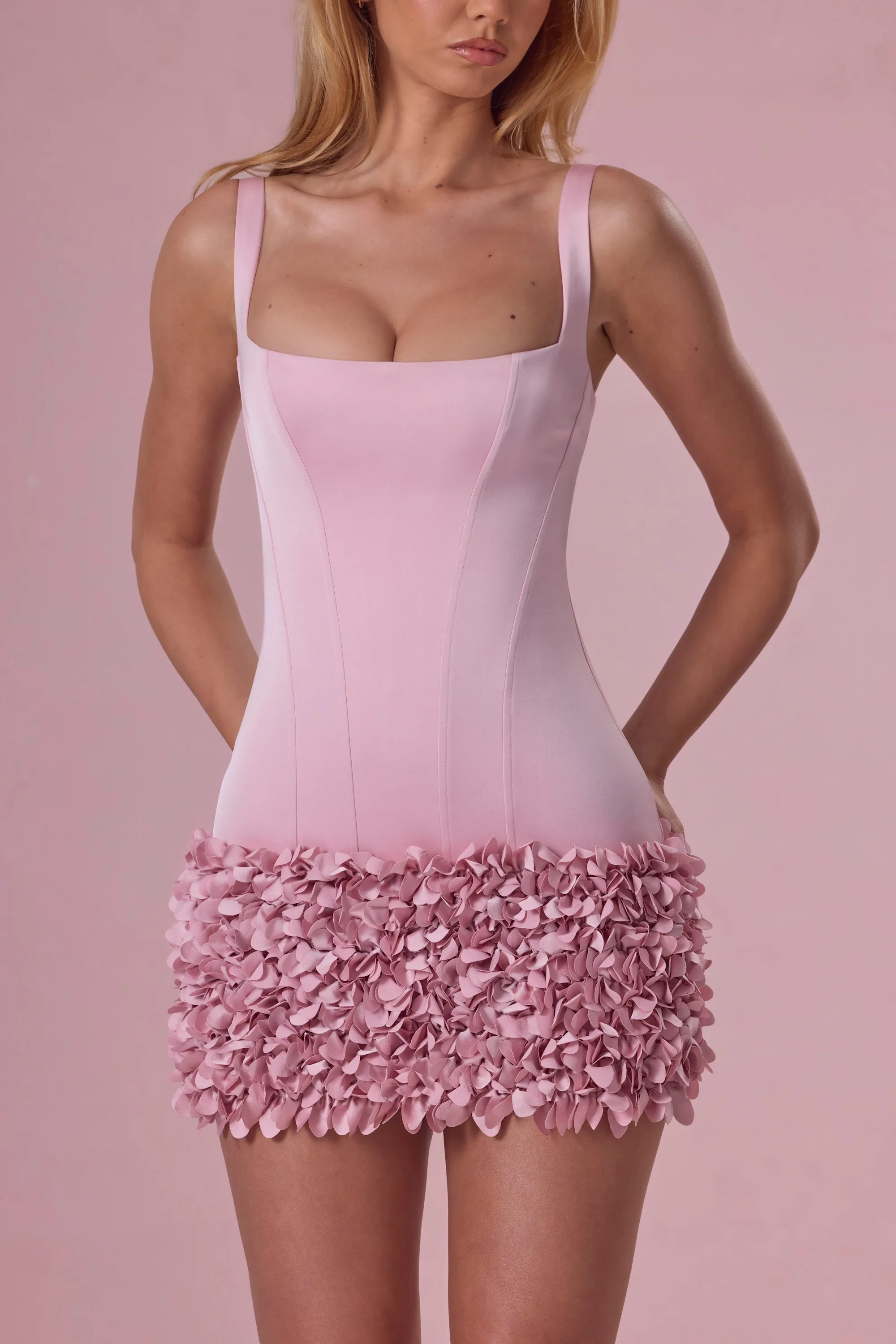 Premium Satin Mini Dress in Blush Pink sold by Oh Polly product image thumbnail 4