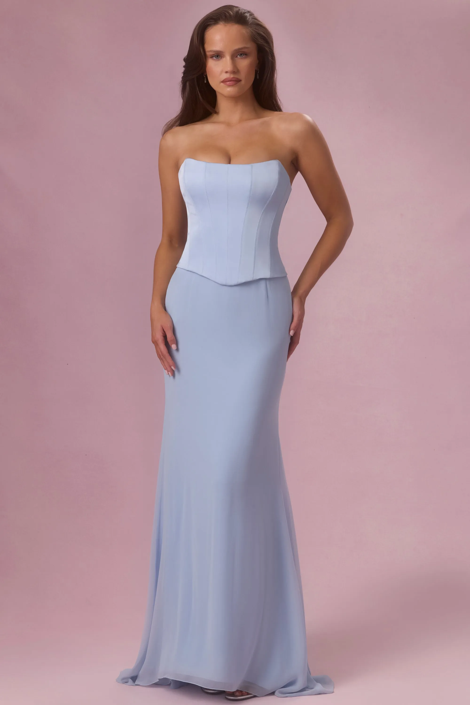Satin Corset Bridesmaid Dress in Powder Blue sold by Oh Polly product image thumbnail 5