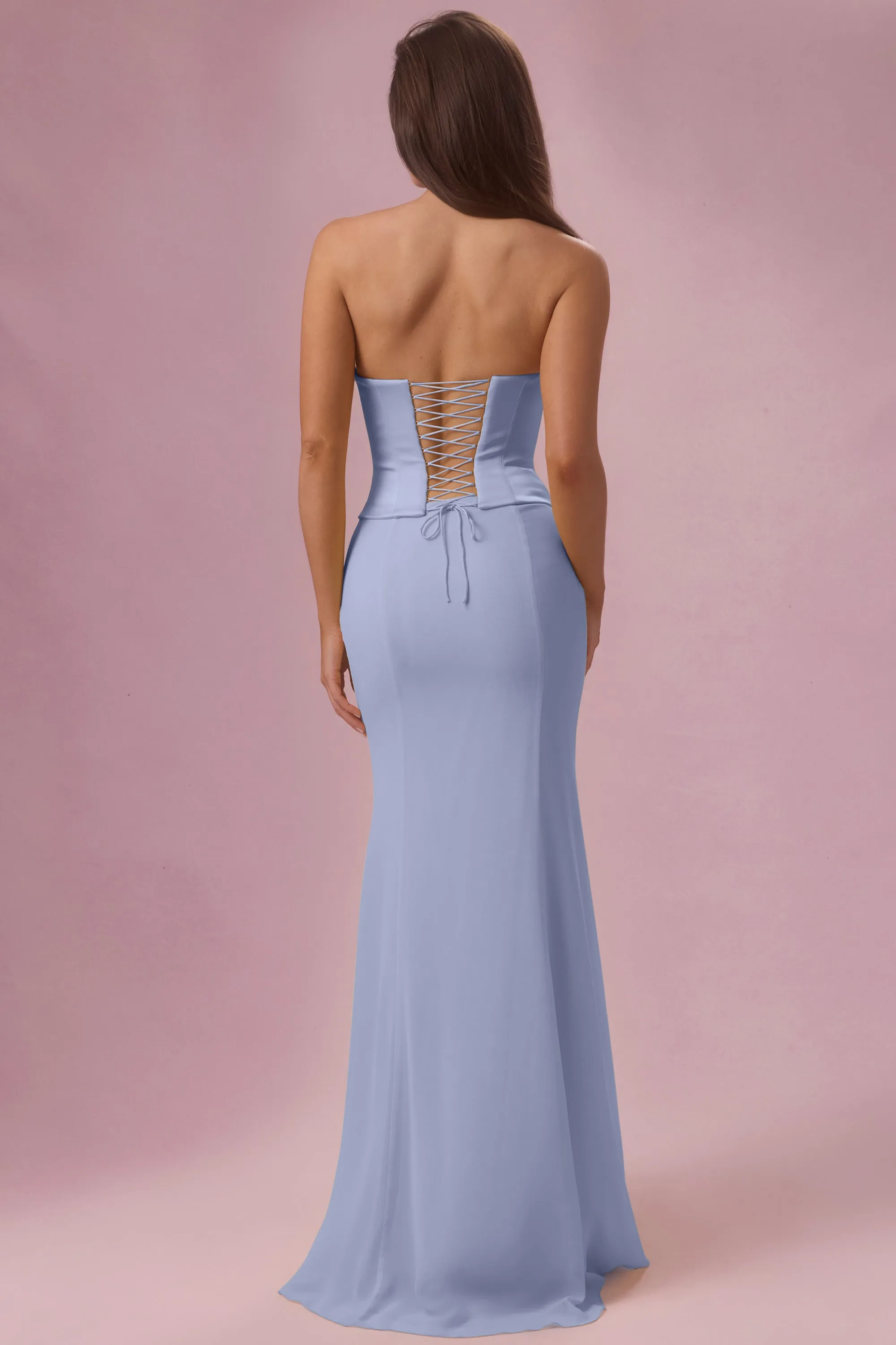 Satin Corset Bridesmaid Dress in Powder Blue sold by Oh Polly product image thumbnail 2