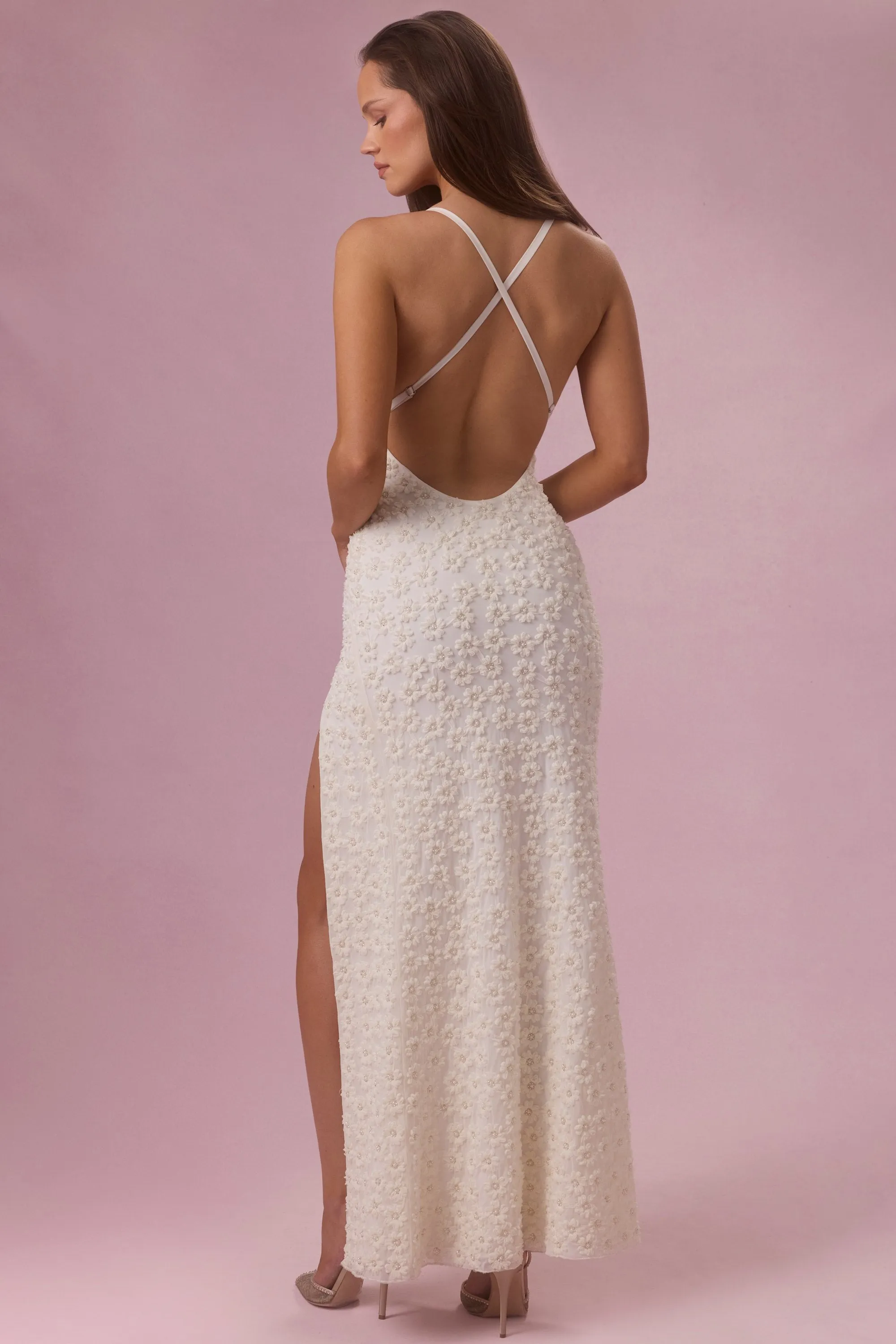 Embellished Square Neck Maxi Dress in Pearl sold by Oh Polly product image thumbnail 2