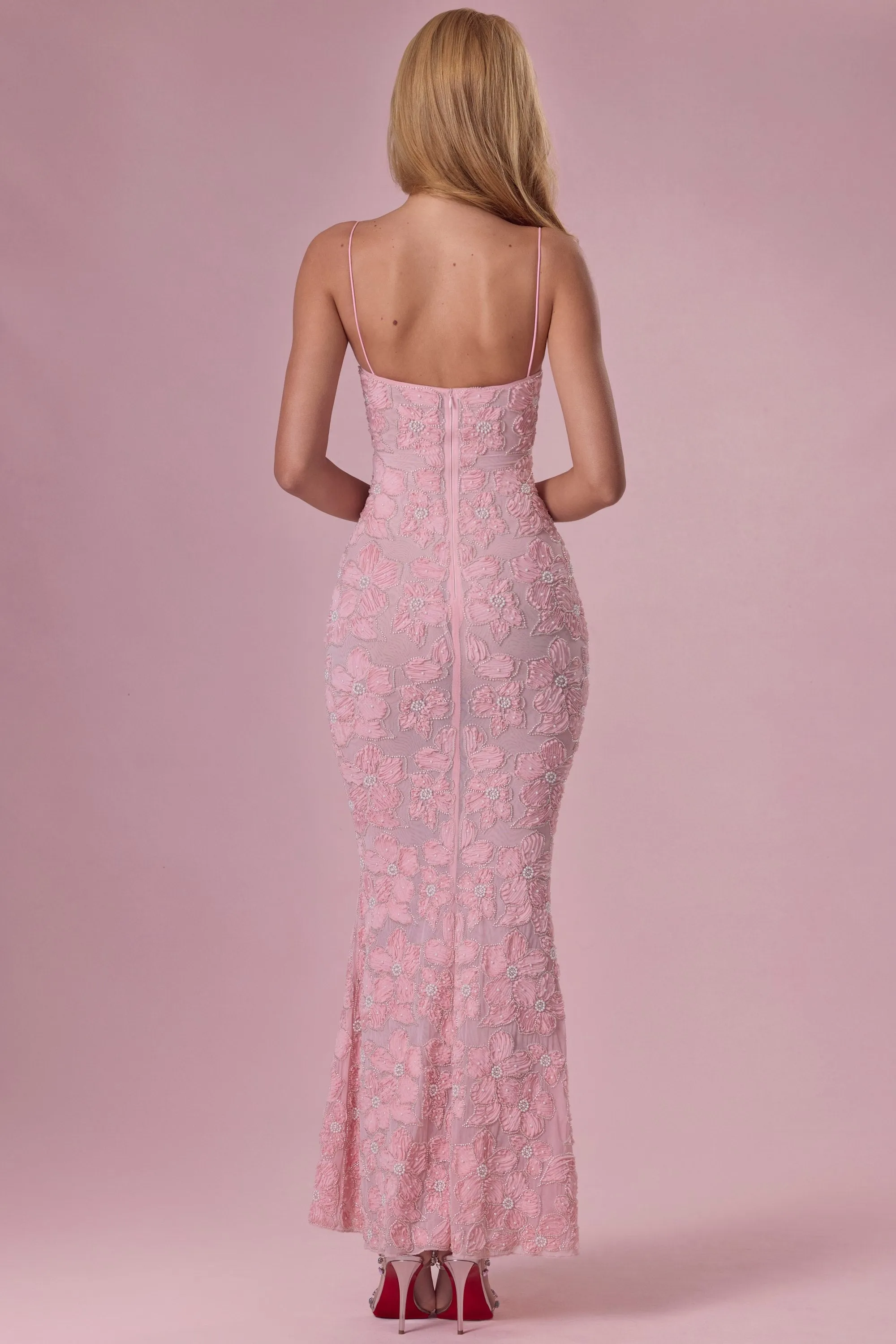 Embellished Square Neck Maxi Dress in Blush sold by Oh Polly product image thumbnail 3