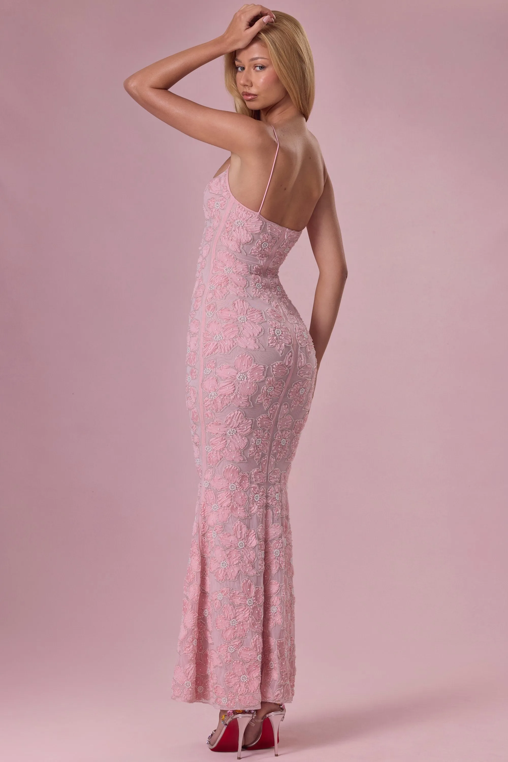 Embellished Square Neck Maxi Dress in Blush sold by Oh Polly product image thumbnail 2