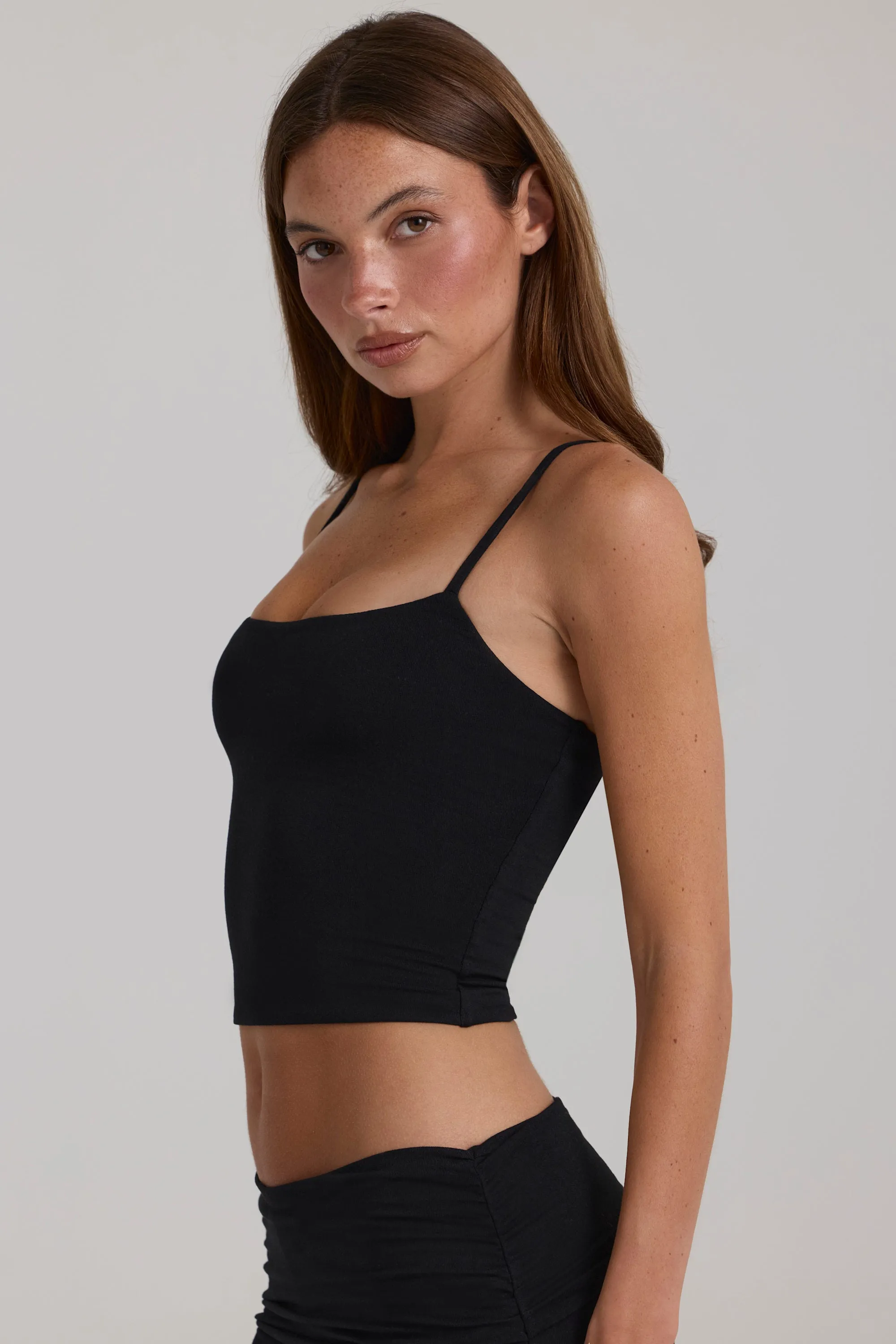 Modal Cropped Tank Top in Black sold by Oh Polly product image thumbnail 3
