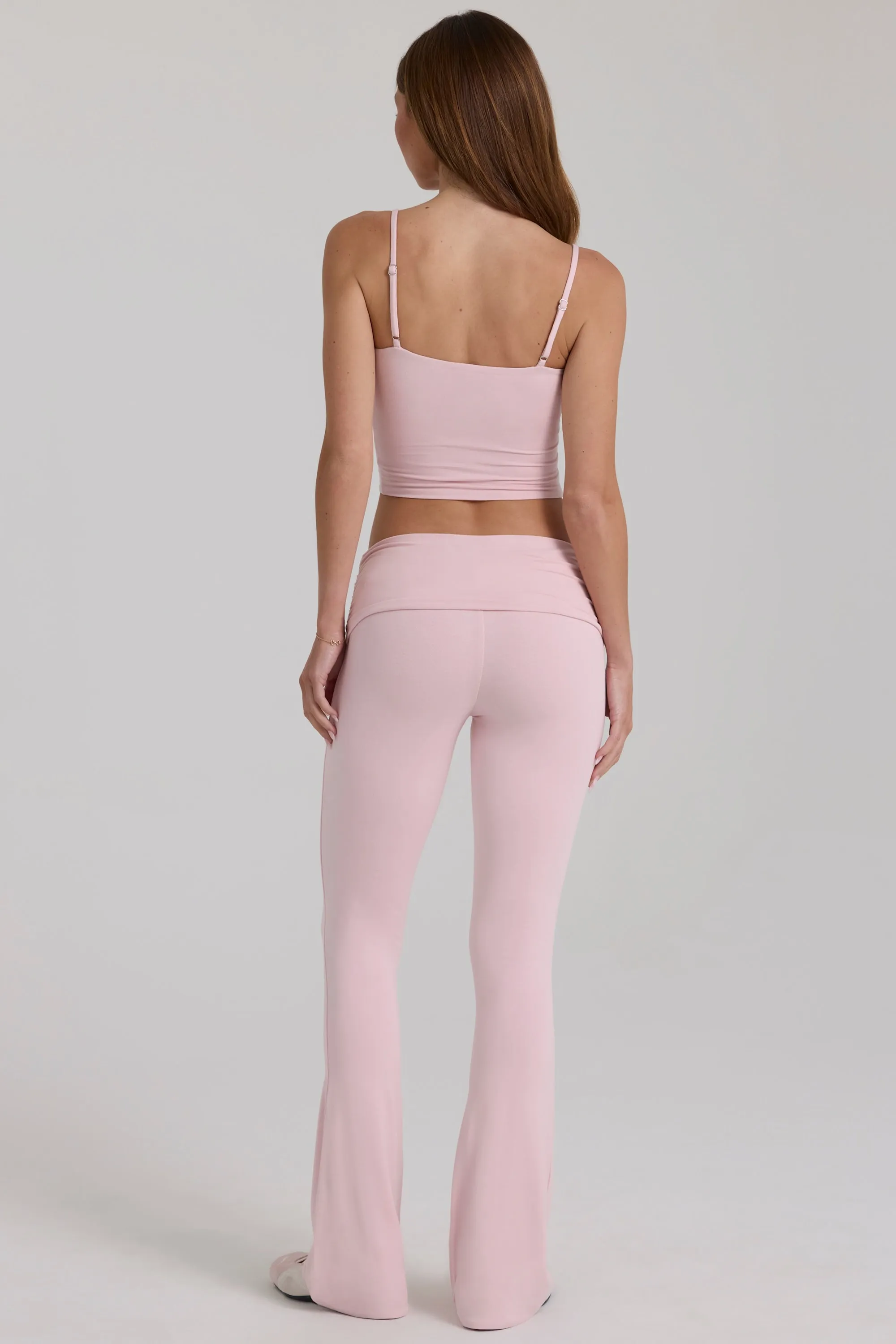 Modal Mid-Rise Flared Trousers in Blush sold by Oh Polly product image thumbnail 2