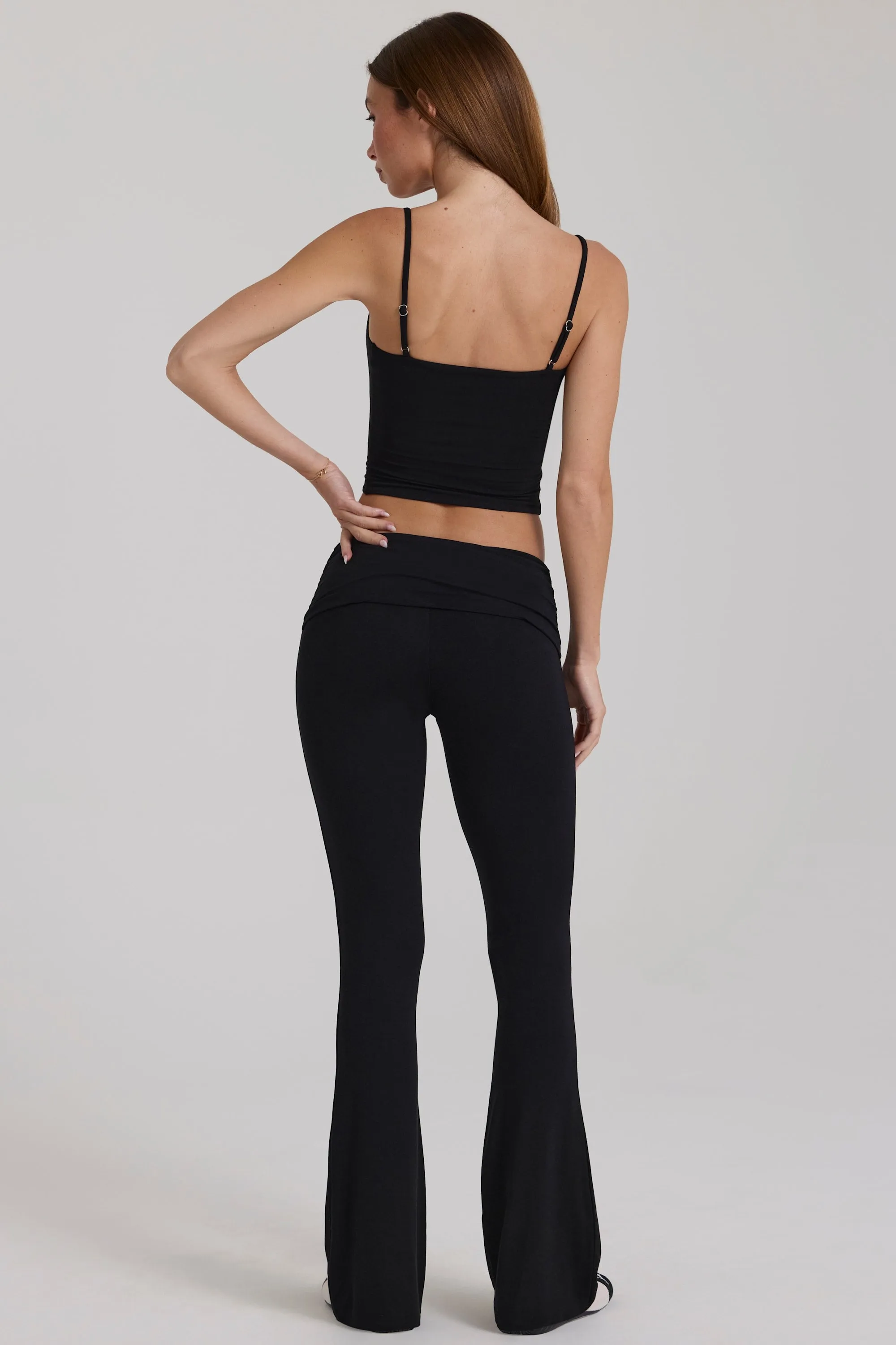 Modal Mid-Rise Flared Trousers in Black sold by Oh Polly product image thumbnail 3