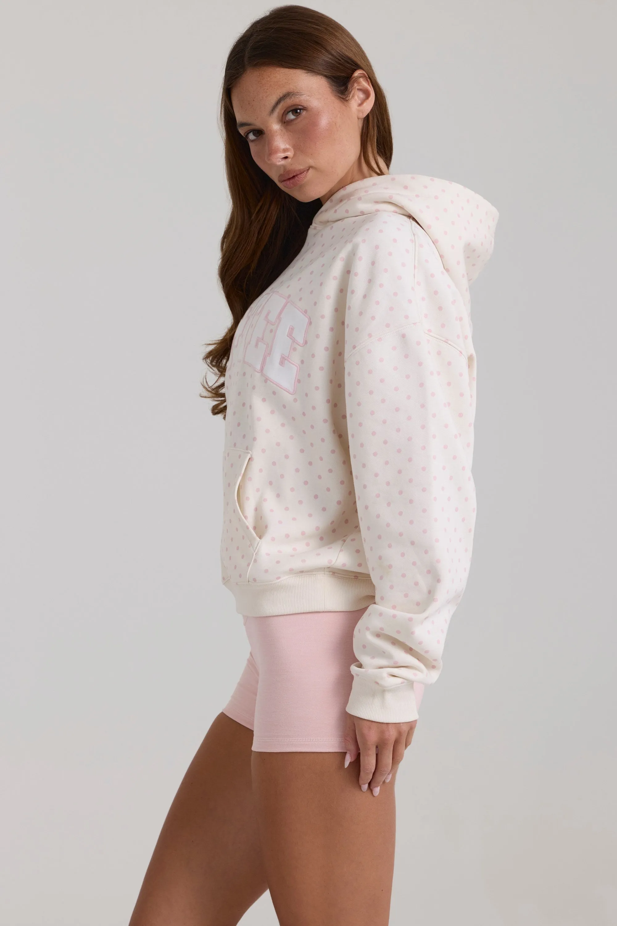 Oversized Applique Hoodie in Ivory Polka Dot sold by Oh Polly product image thumbnail 3