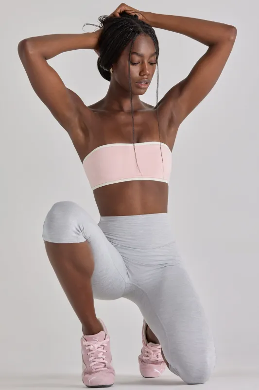 Soft Active Bandeau Sports Bra in Blush Marl made by Bo + Tee