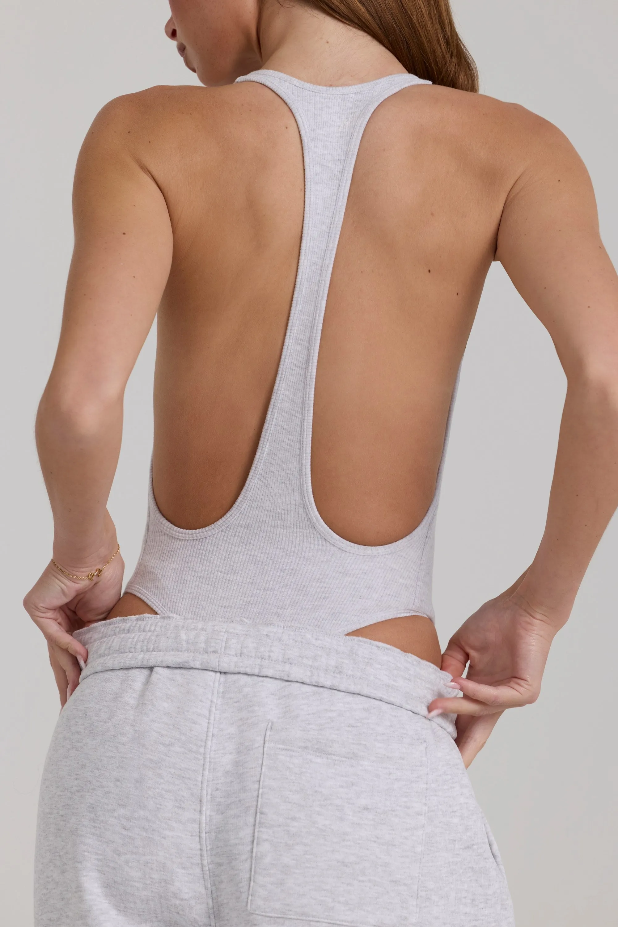 Modal Bodysuit in Grey Marl sold by Oh Polly