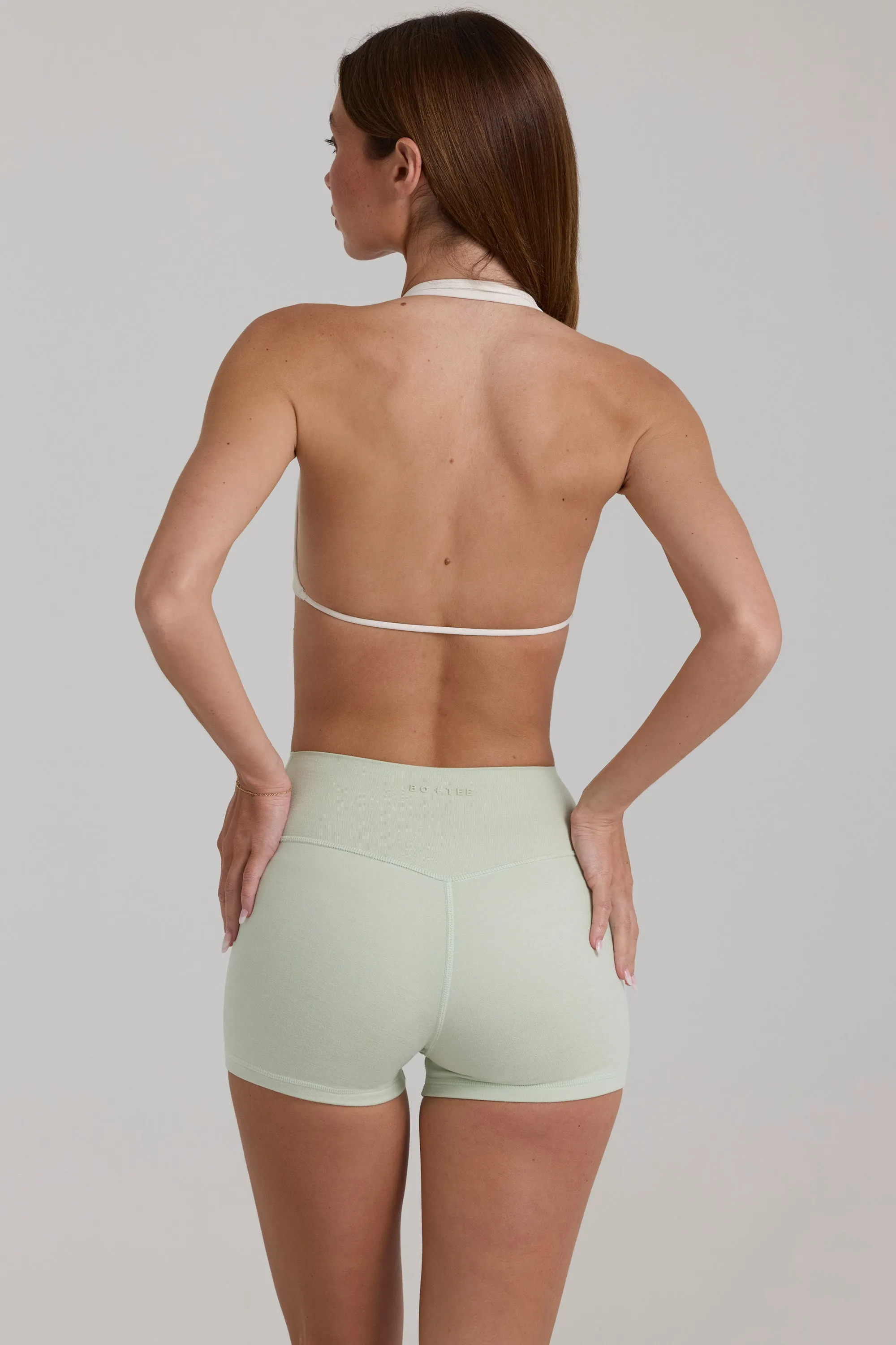 Soft Active Mini Shorts in Sage Marl sold by Oh Polly product image thumbnail 2