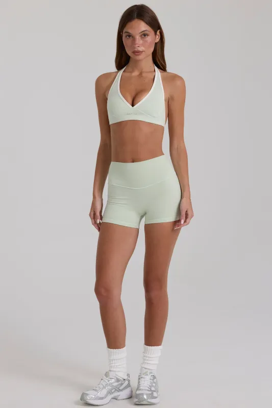 Soft Active Mini Shorts in Sage Marl made by Bo + Tee