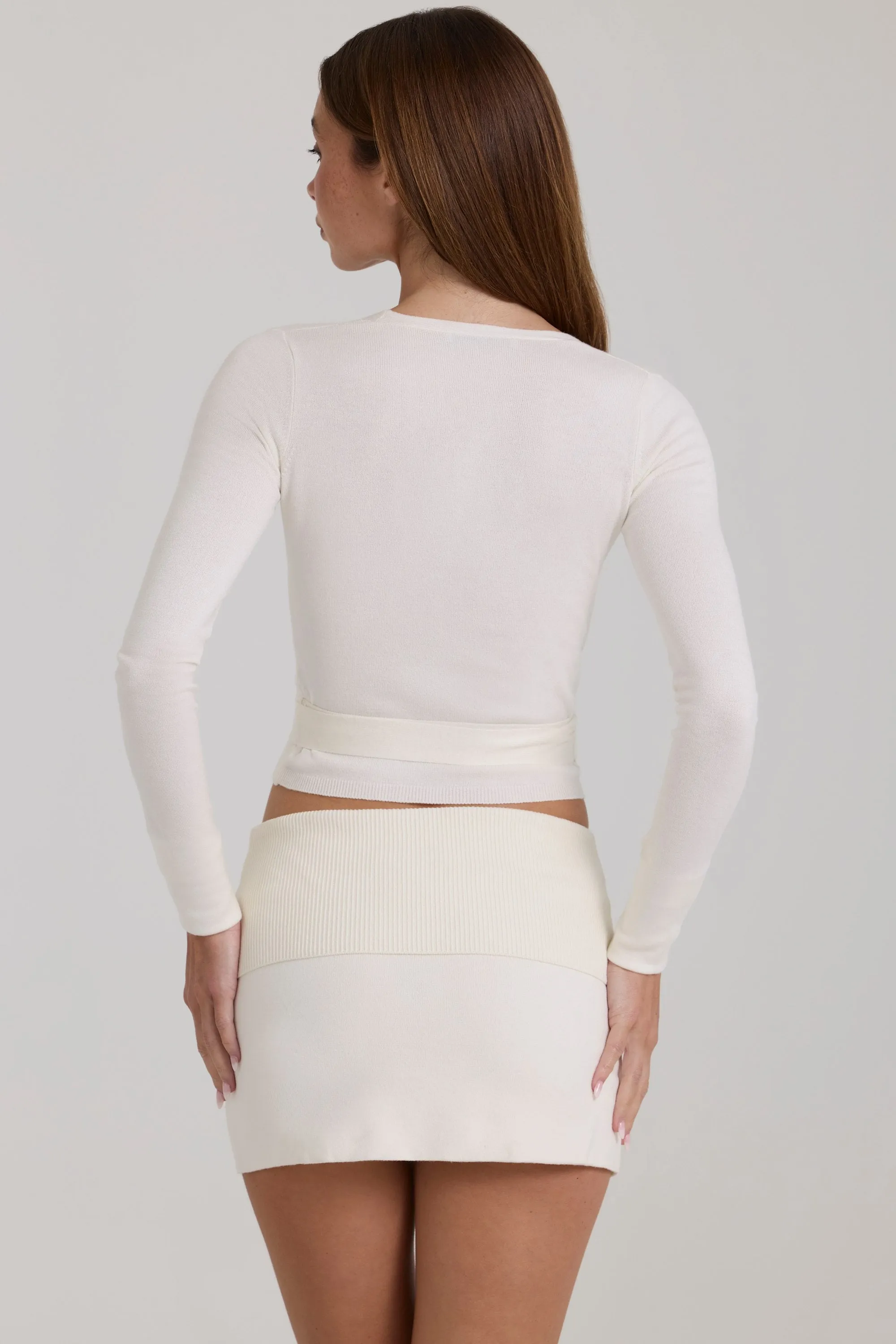 Soft Knit Mini Skirt in Ivory sold by Oh Polly product image thumbnail 3