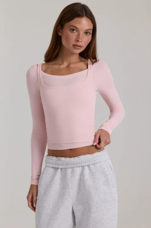 Modal Layered Top  in Blush Marl made by Bo + Tee
