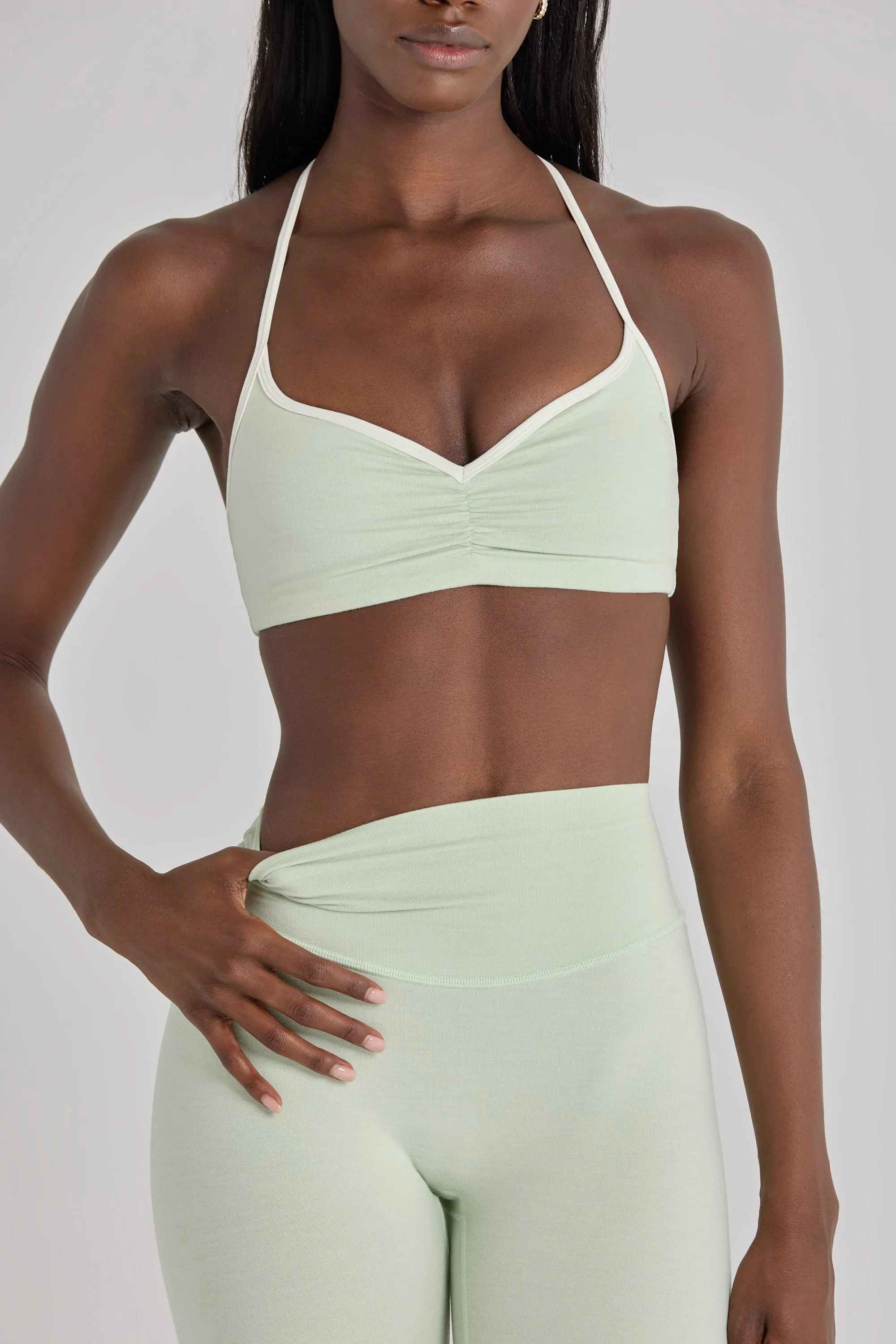 Soft Active Sports Bra in Sage Marl sold by Oh Polly product image thumbnail 4