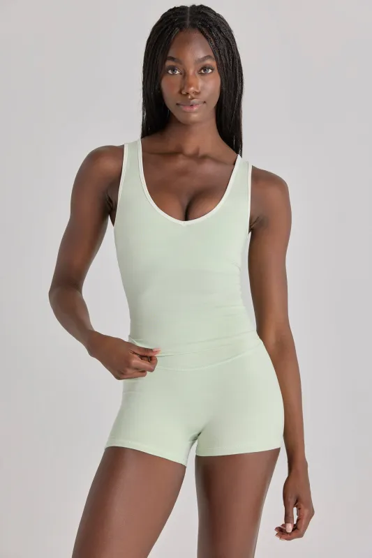 Soft Active Tank Top in Sage Marl made by Bo + Tee