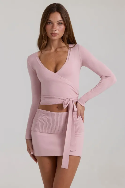 Soft Knit Wrap Top in Blush made by Bo + Tee
