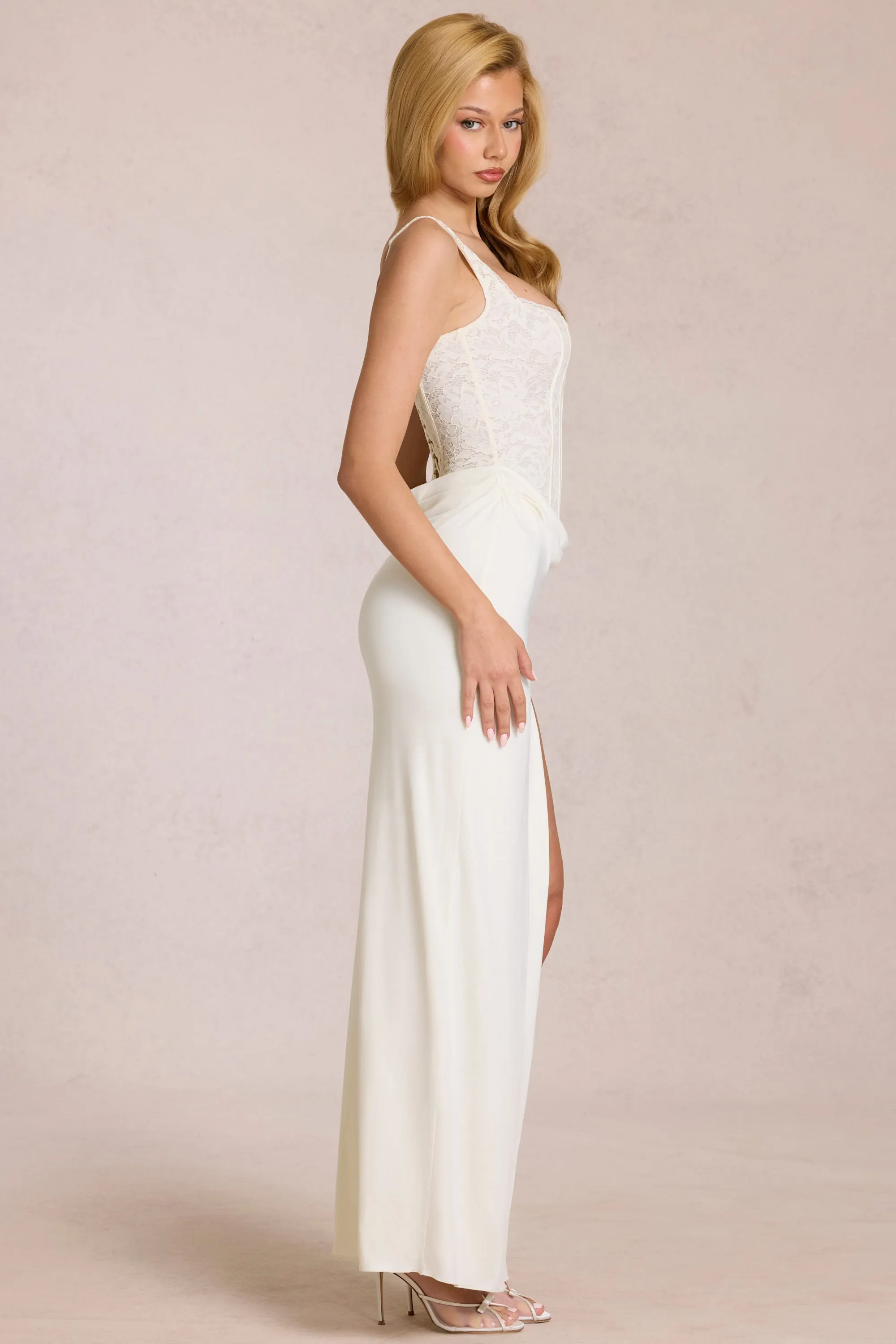 Lace Corset Maxi Dress in Ivory sold by Oh Polly product image thumbnail 3