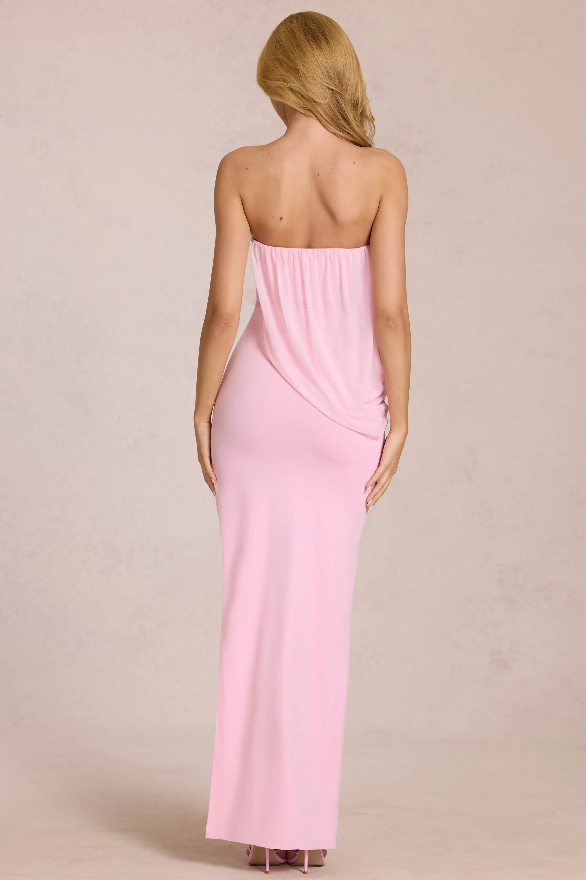 Bandeau Draped Maxi Dress in Blossom Pink sold by Oh Polly product image thumbnail 5