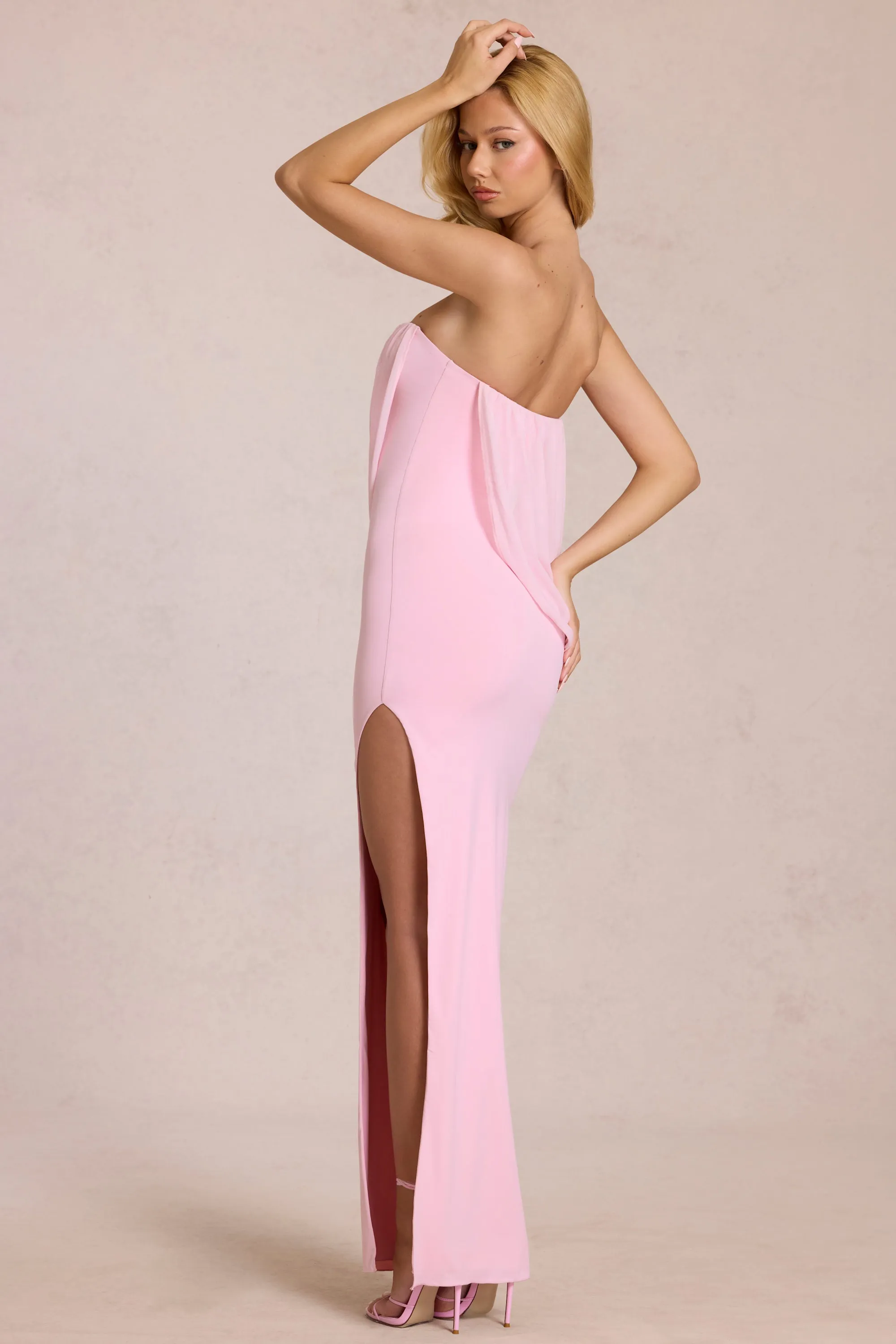 Bandeau Draped Maxi Dress in Blossom Pink sold by Oh Polly product image thumbnail 2