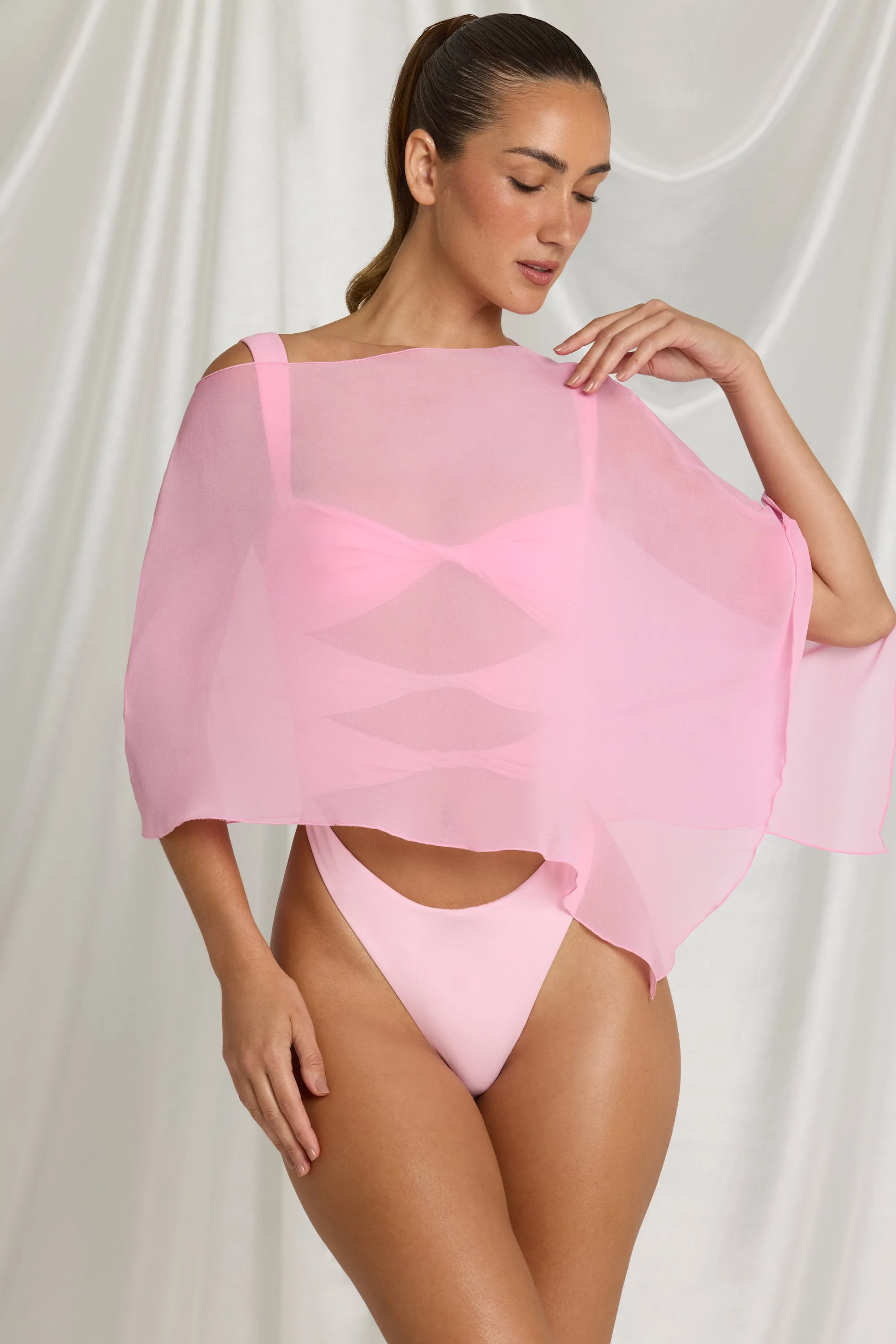 Sheer Poncho in Candyfloss Pink sold by Oh Polly product image thumbnail 5