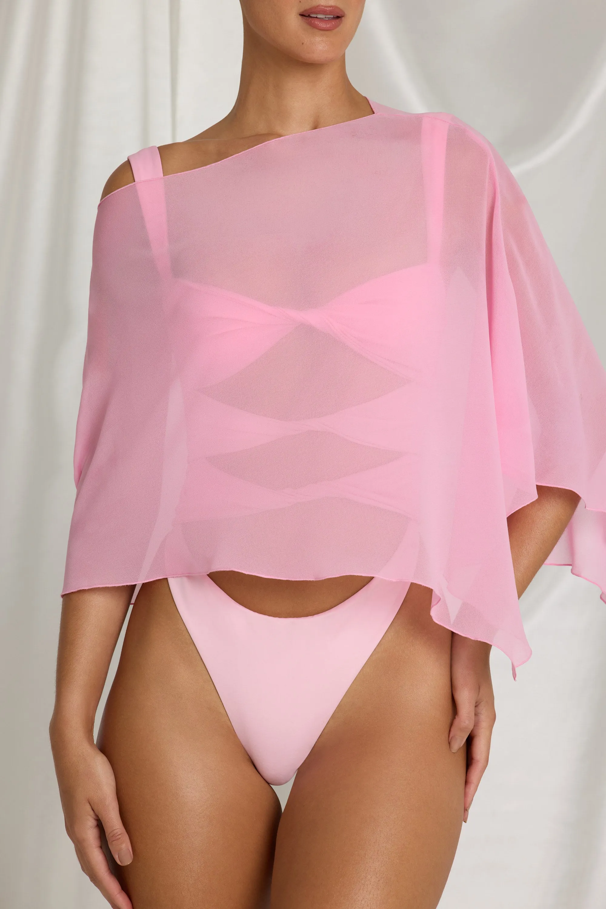 Sheer Poncho in Candyfloss Pink sold by Oh Polly product image thumbnail 4