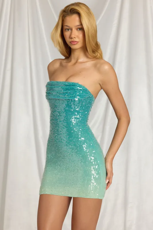 Bandeau Mini Dress in Blue Ombre made by Oh Polly