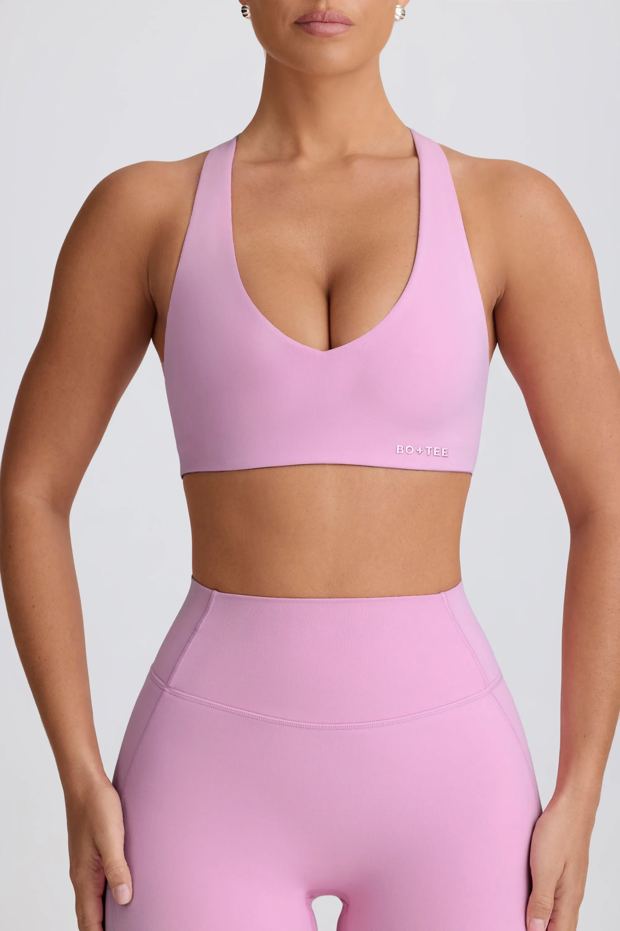 Soft Active V-Neck Sports Bra in Dusty Pink sold by Oh Polly product image thumbnail 4