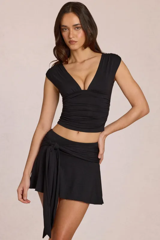 Modal Plunge Top in Black made by Oh Polly