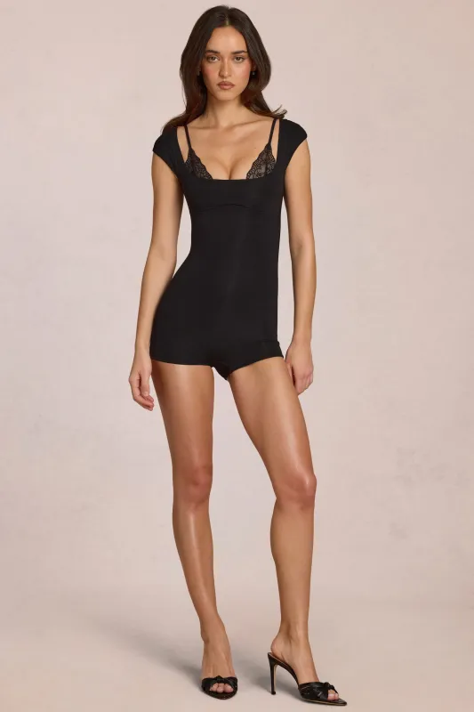 Modal Playsuit in Black made by Oh Polly