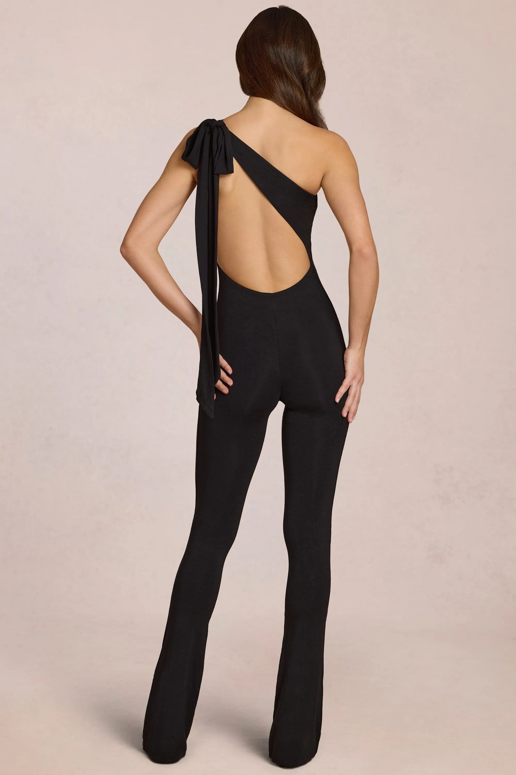 Modal One-Shoulder Jumpsuit in Black sold by Oh Polly product image thumbnail 3