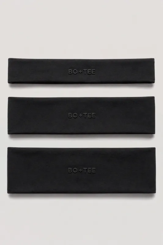 Soft Active Headband 3-Pack in Black made by Bo + Tee