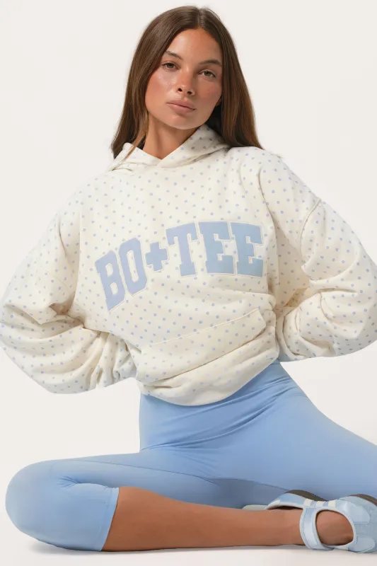 Oversized Applique Hoodie in Milk Polka Dot made by Bo + Tee