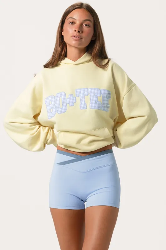 Oversized Applique Hoodie in Lemon made by Bo + Tee