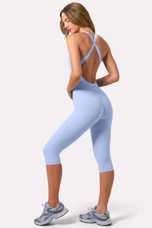 Soft Active Capri Jumpsuit in Sky made by Bo + Tee