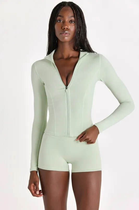 Soft Active Zip-Up Jacket in Pistachio made by Bo + Tee