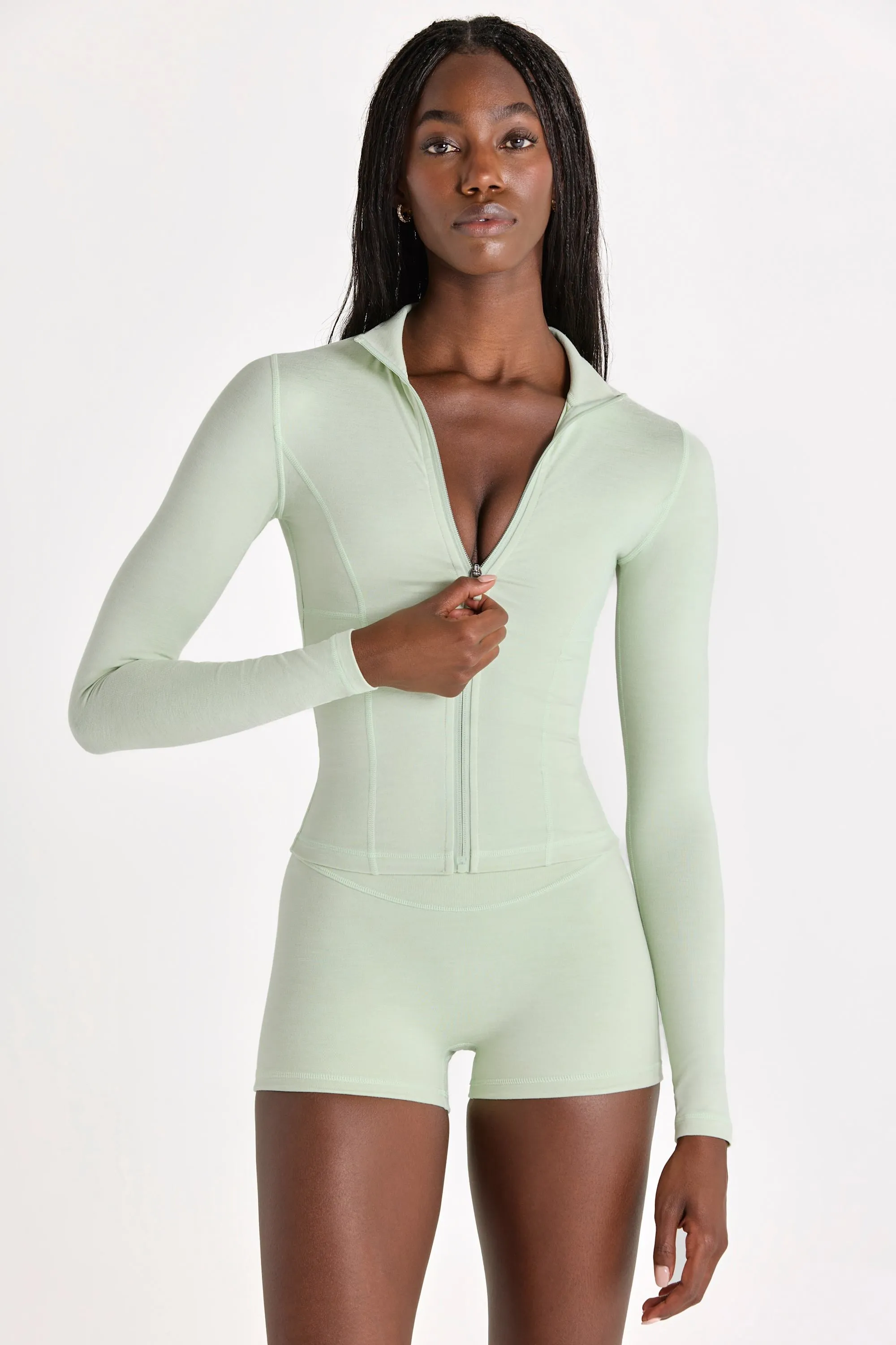 Soft Active Zip-Up Jacket in Pistachio sold by Oh Polly product image thumbnail 4