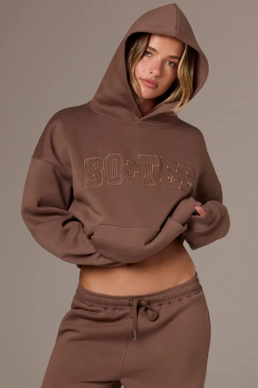 Embroidered Oversized Hoodie in Cocoa made by Bo + Tee