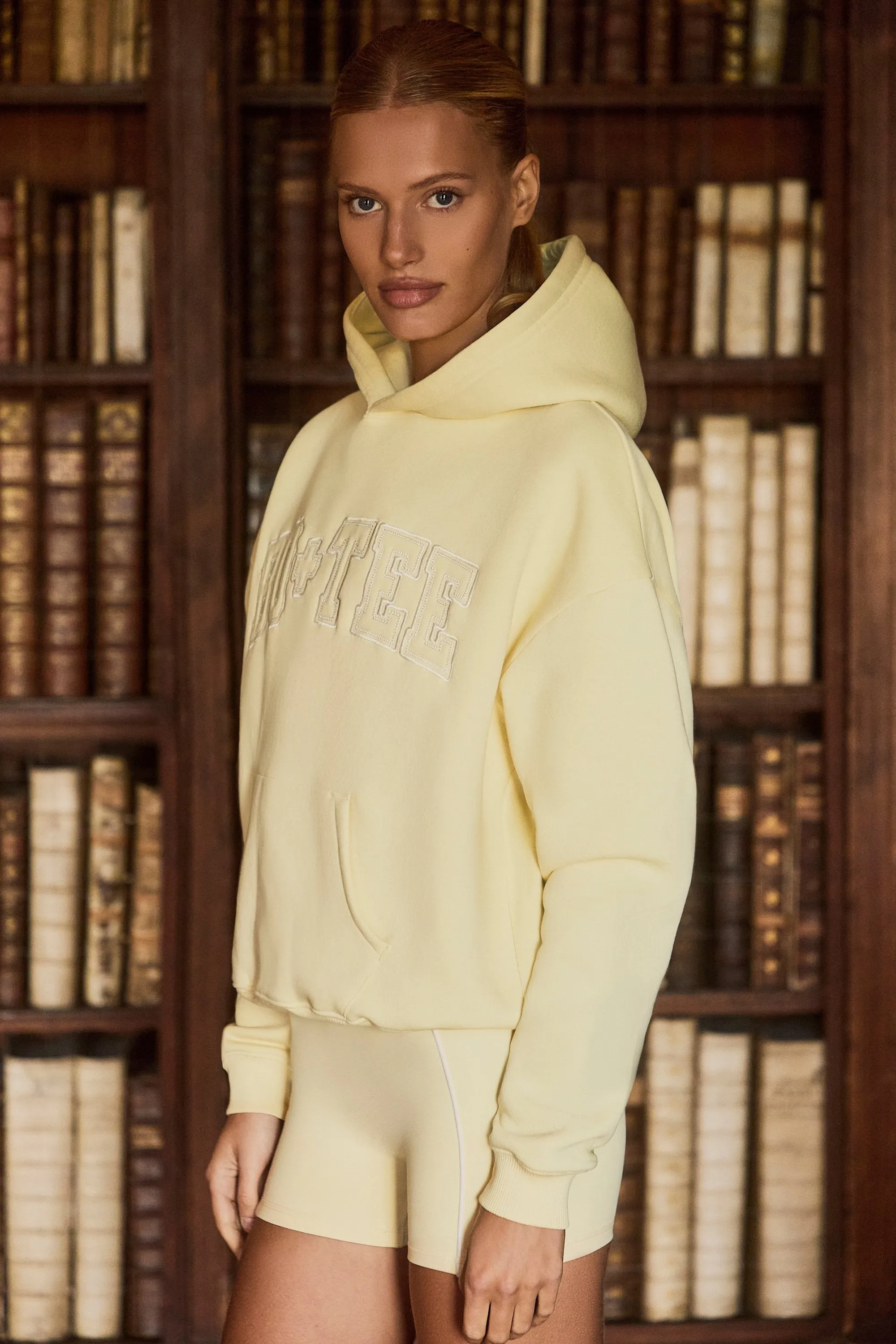 Embroidered Oversized Hoodie in Soft Yellow sold by Oh Polly product image thumbnail 3